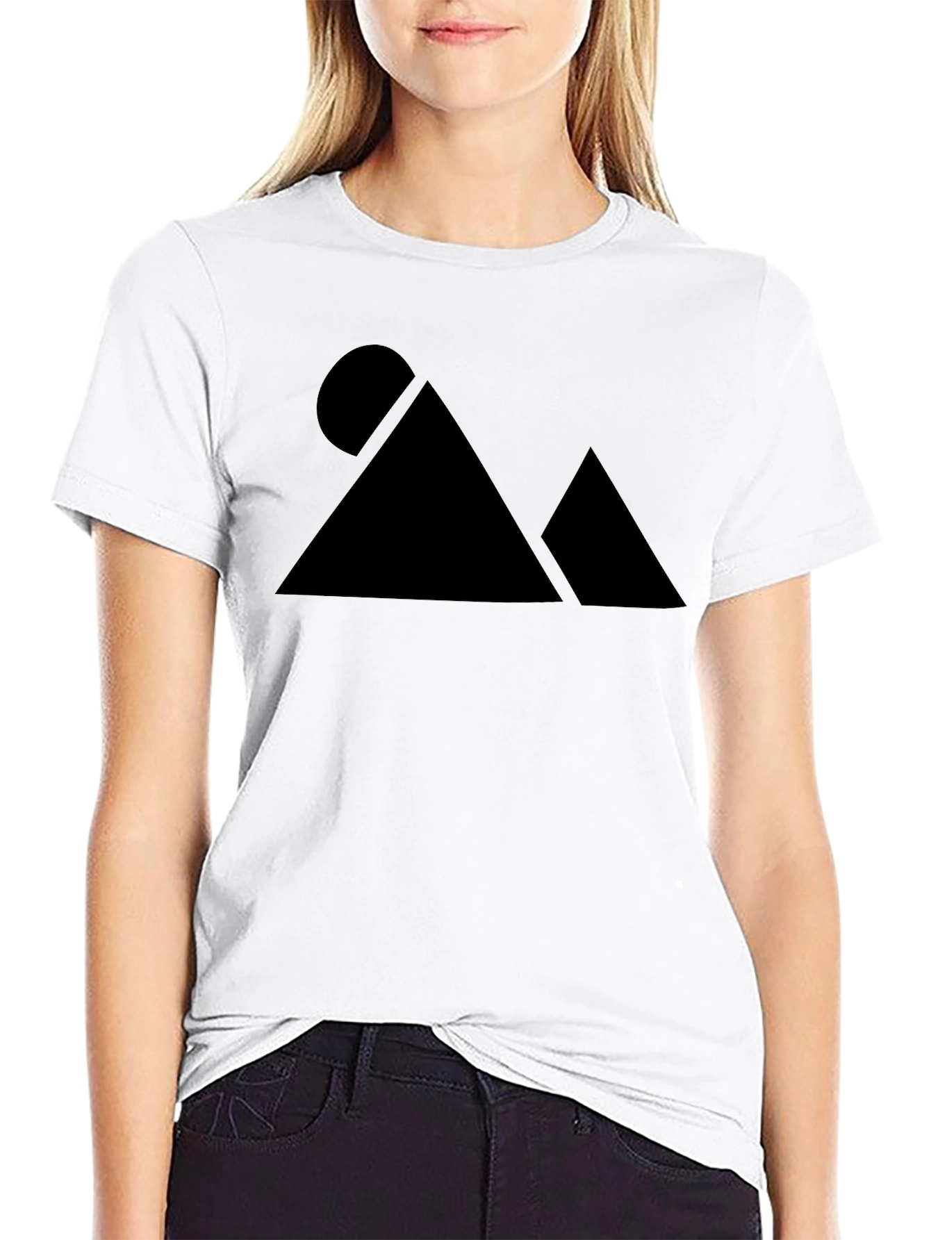 Black Geometric Mountain Black T-Shirt - Adventure Style view 9