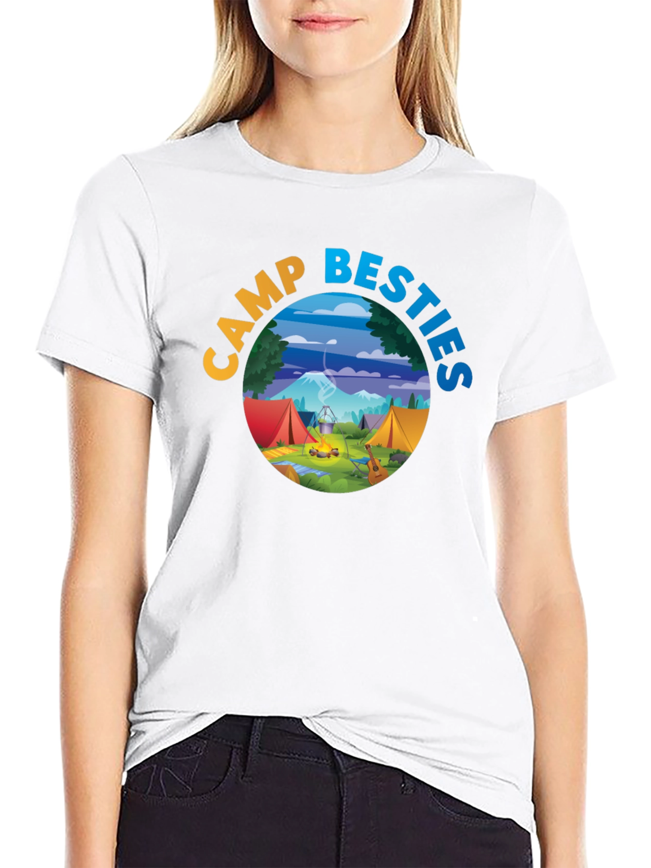 Black Camp Besties Graphic Tee - Black Cotton T-Shirt view 9