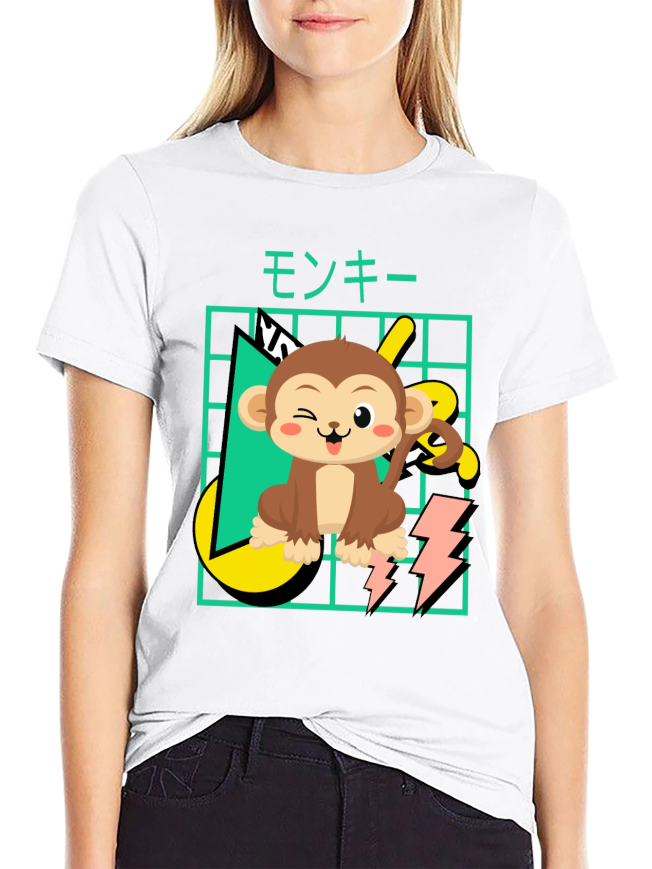 Black Cartoon Monkey Graphic Tee view 9