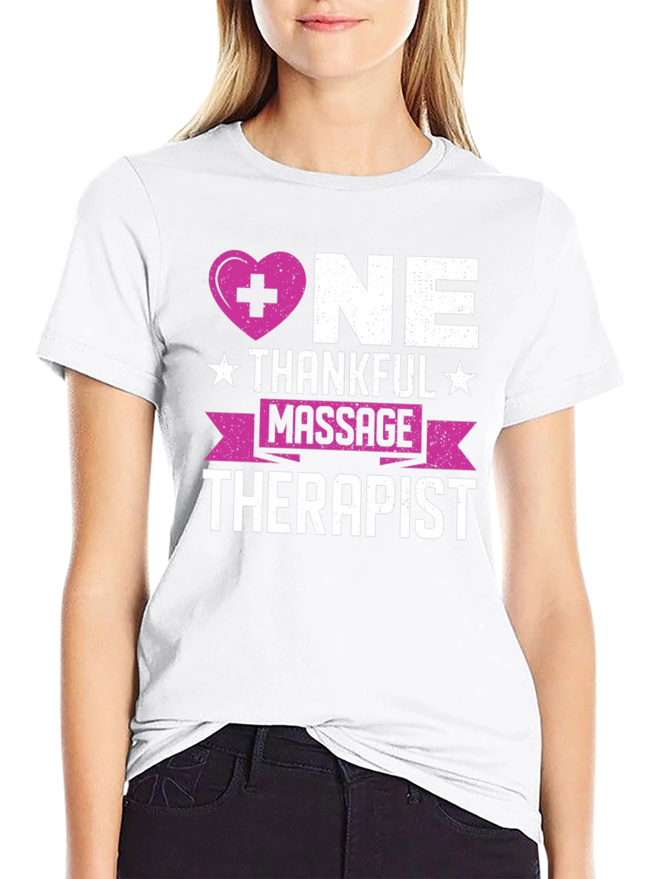 Black Thankful Massage Therapist T-Shirt view 9