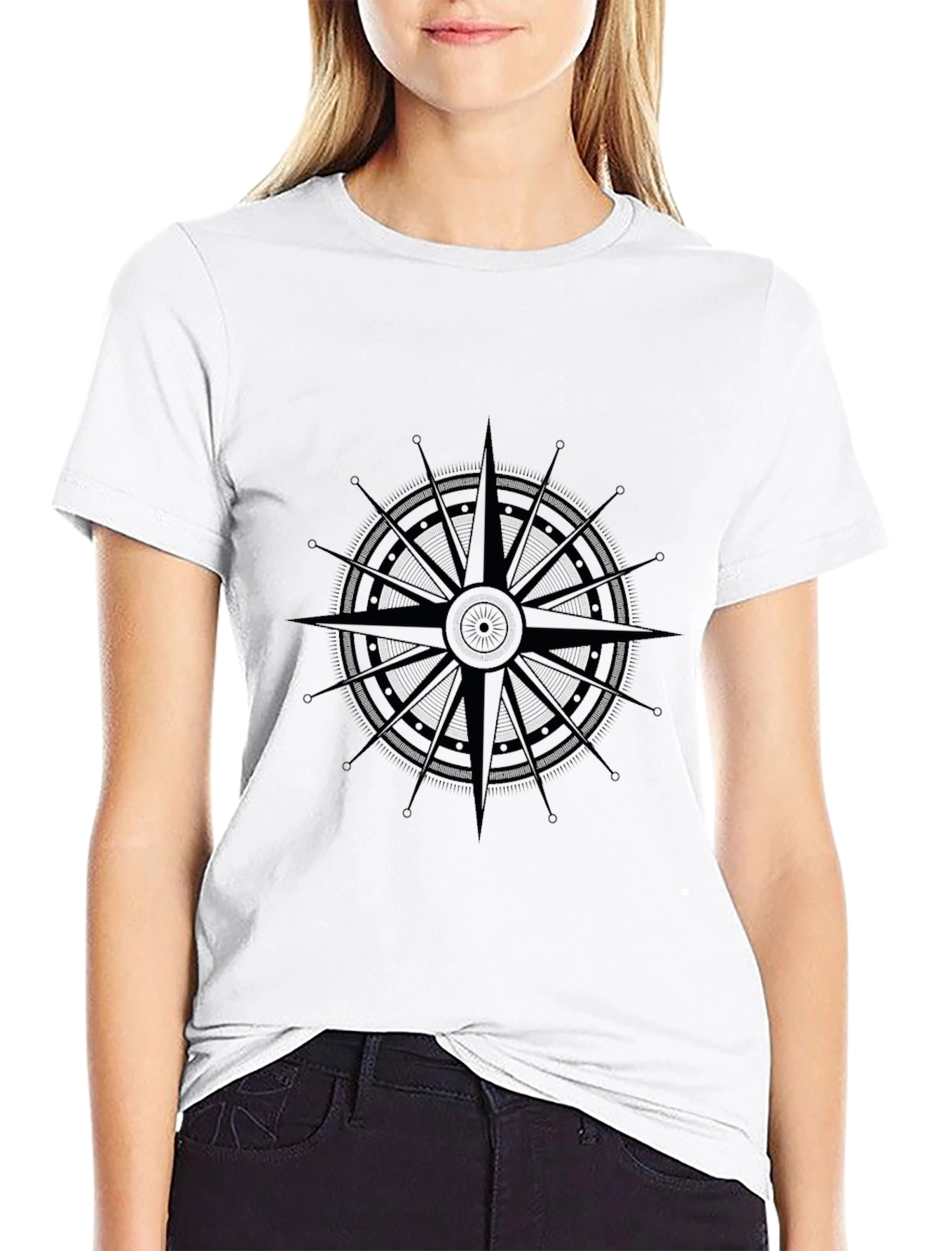 Black Men's Black Compass Graphic Tee view 9