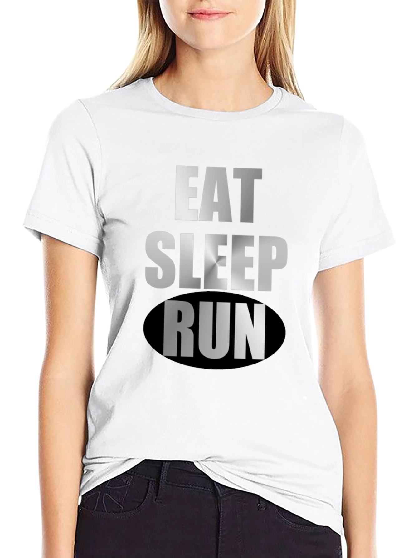 Black Eat Sleep Run Black Graphic Tee view 9