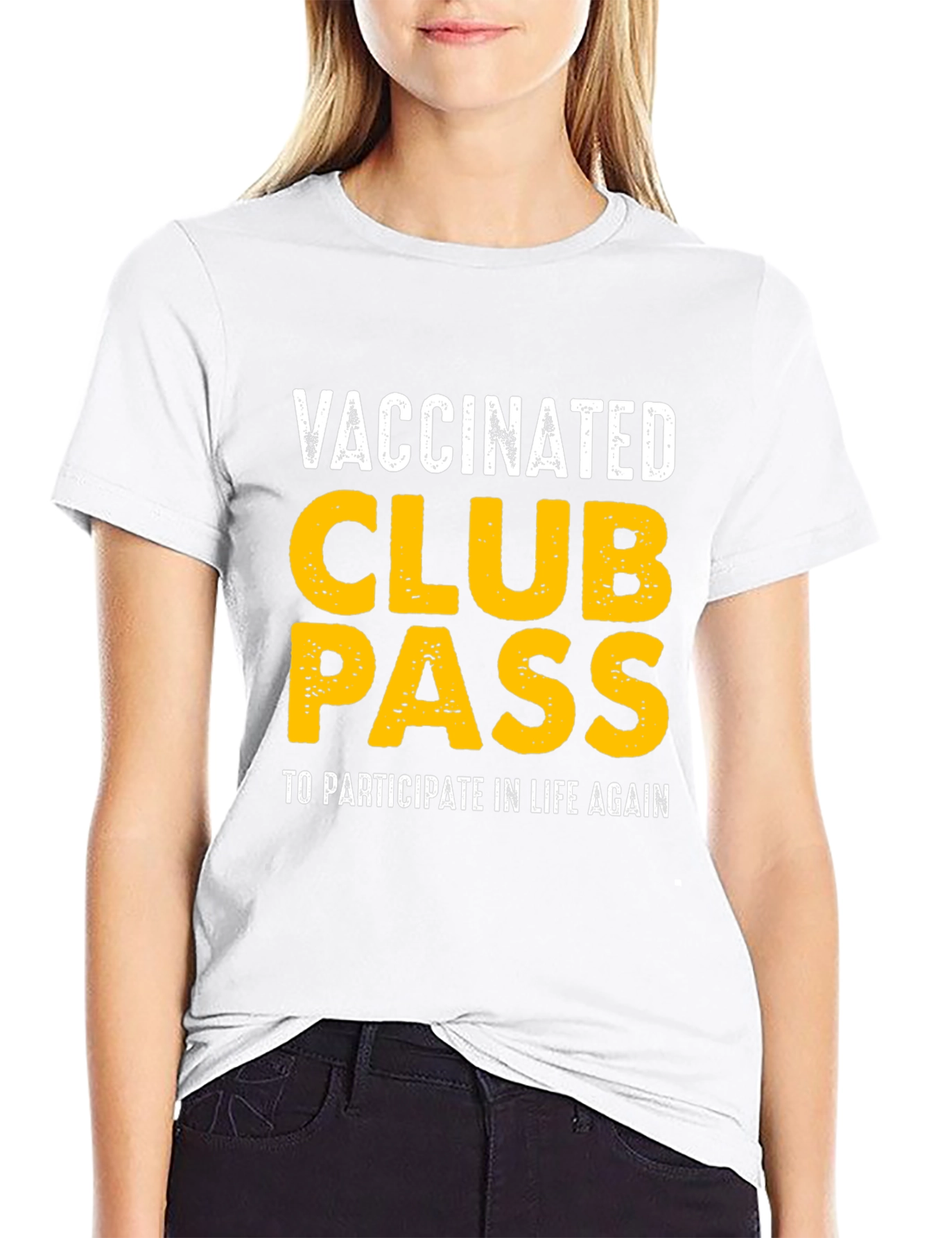 Black Vaccinated Club Pass Black T-Shirt view 9