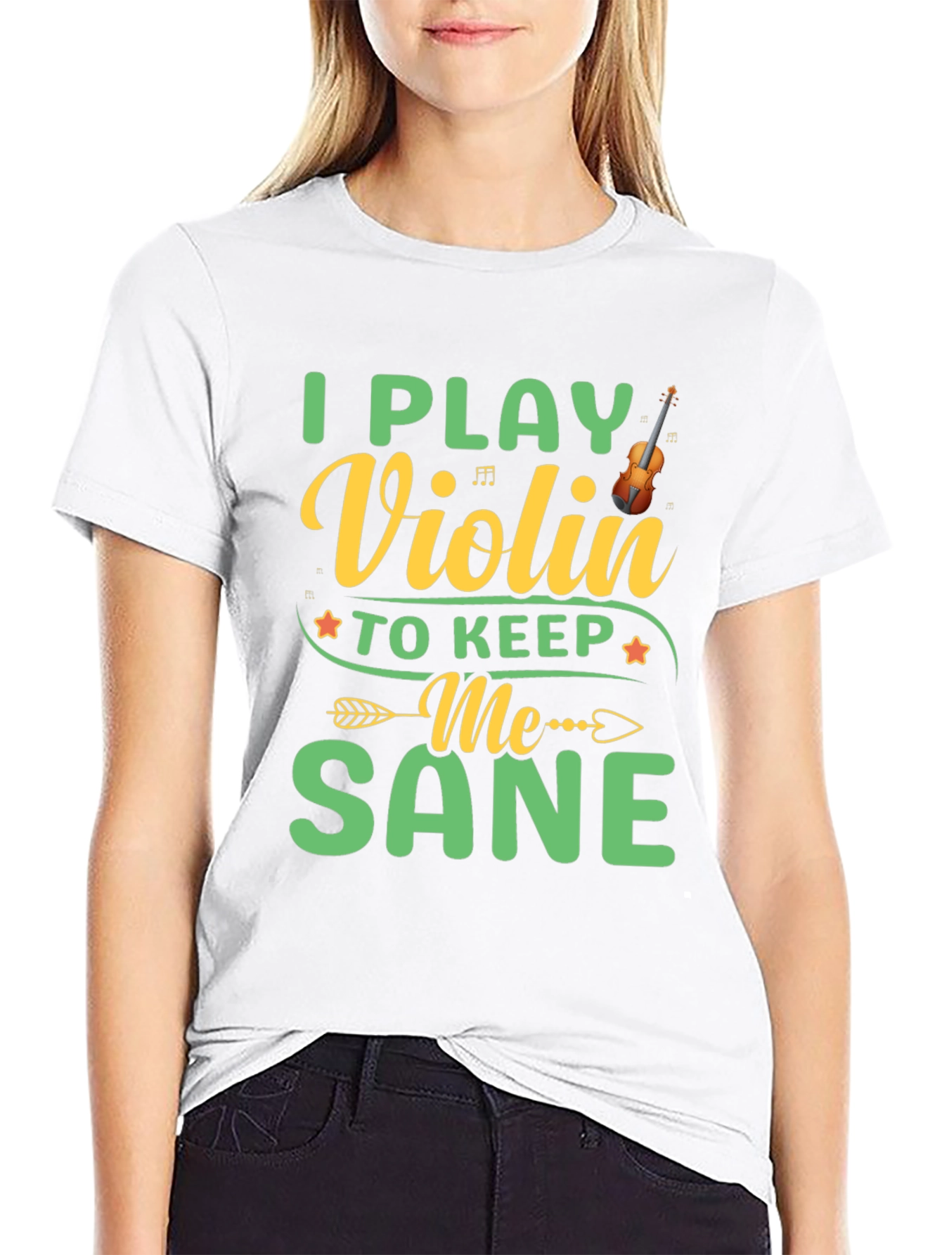 Black I Play Violin to Keep Me Sane Black T-Shirt view 9