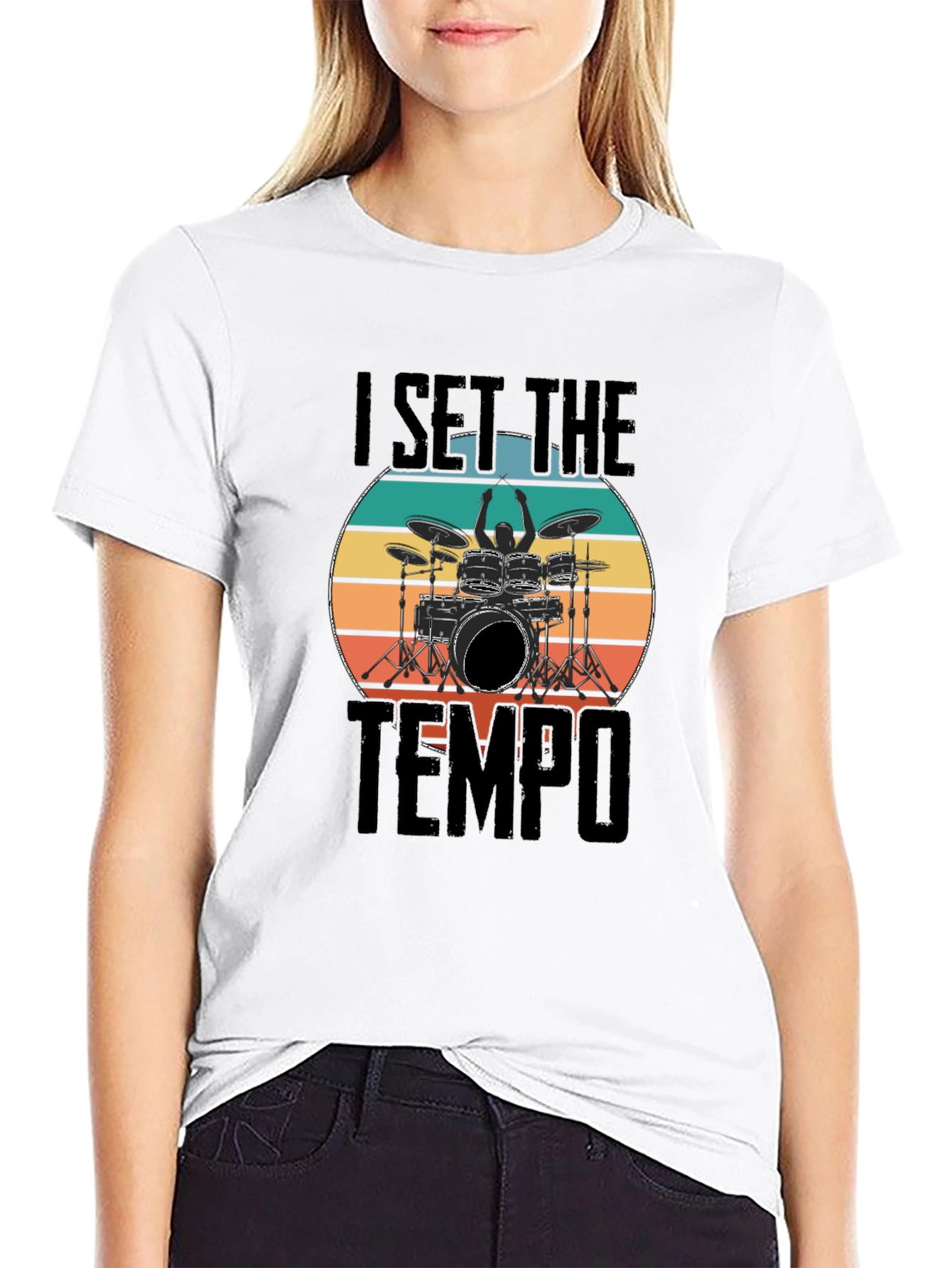 Black I Set The Tempo Drummer T-Shirt view 9