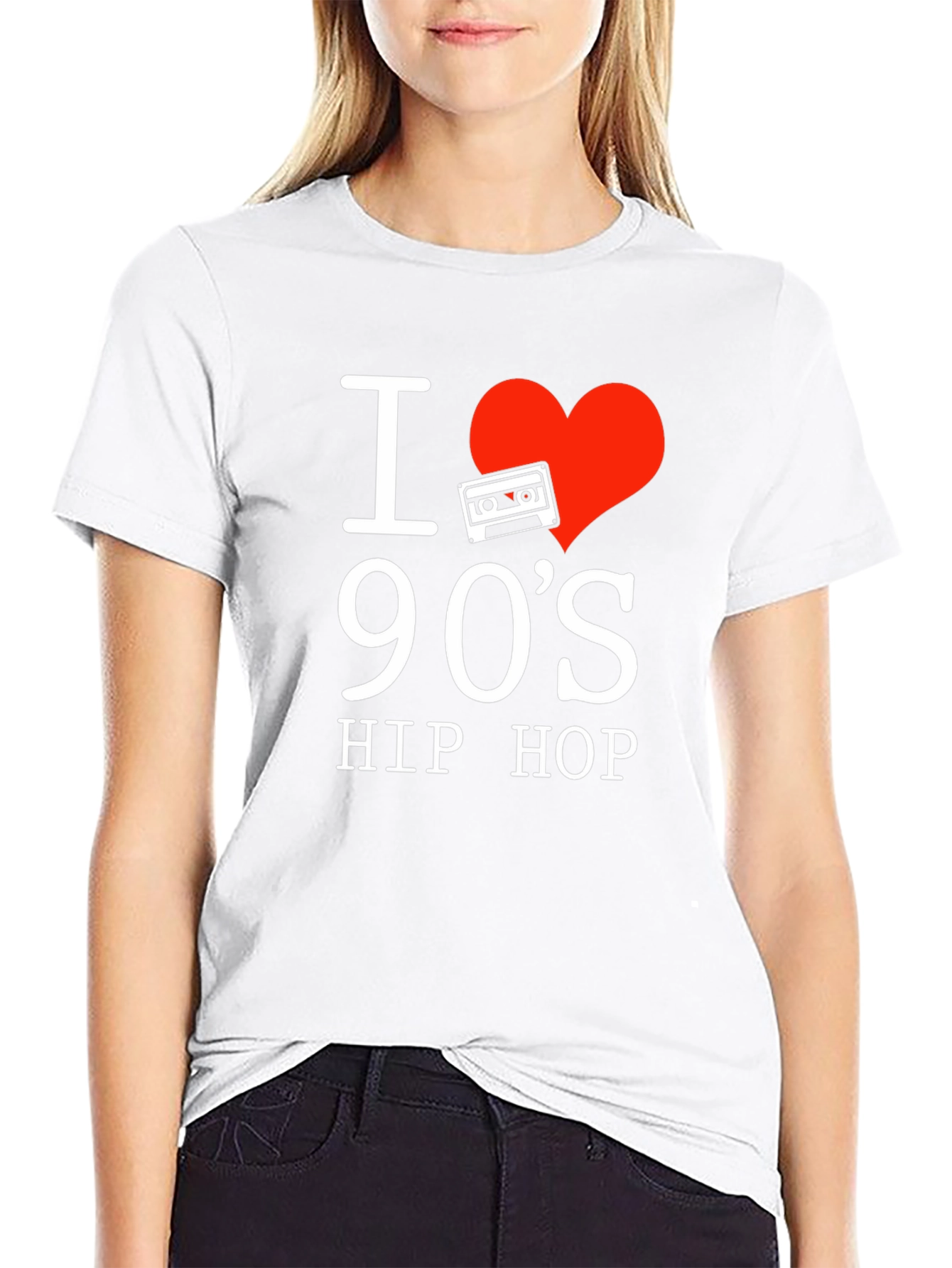 Black I Love 90's Hip Hop Graphic T-Shirt view 9