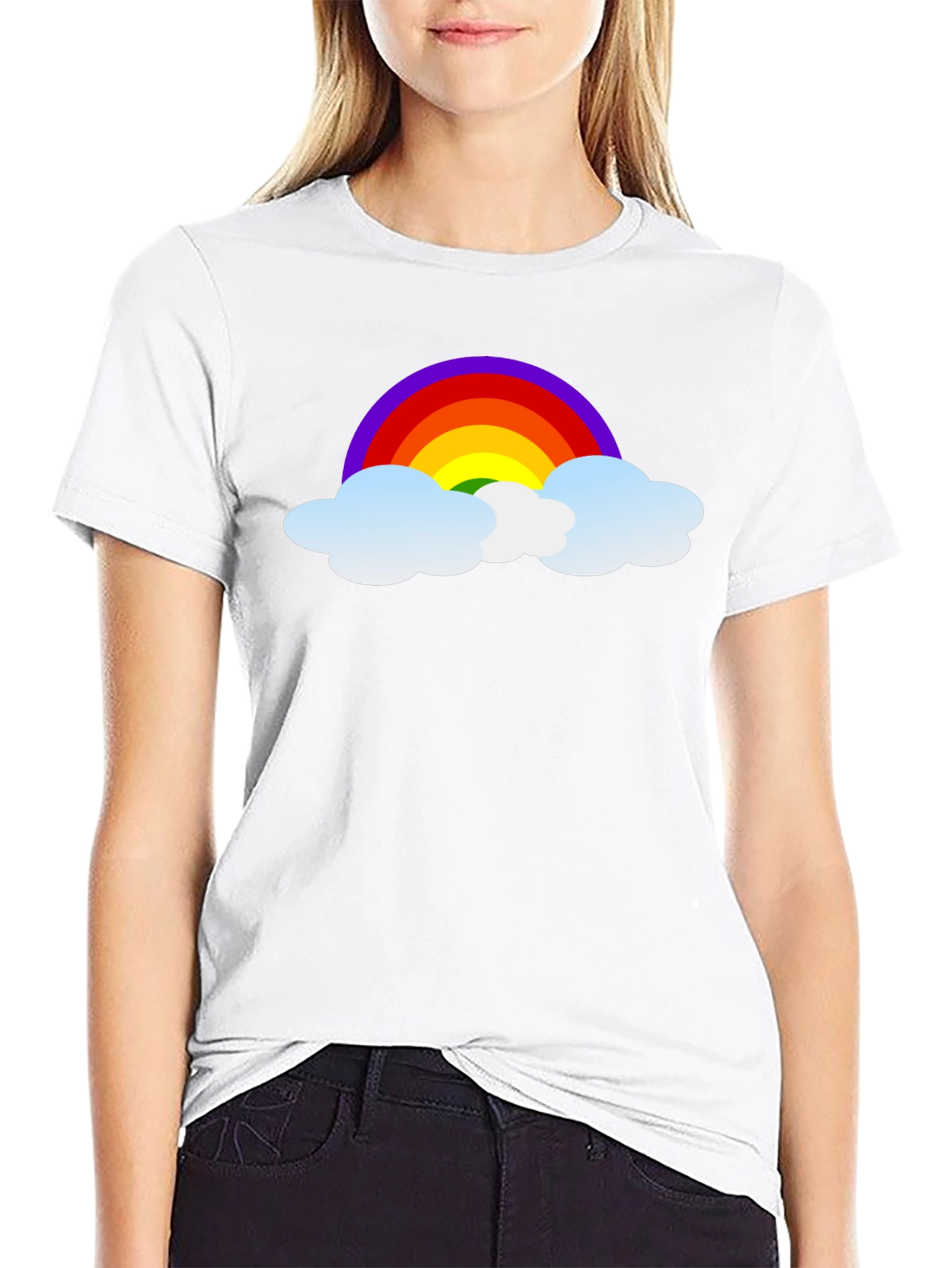 Black Rainbow Cloud Graphic Tee - Black Cotton T-Shirt view 9