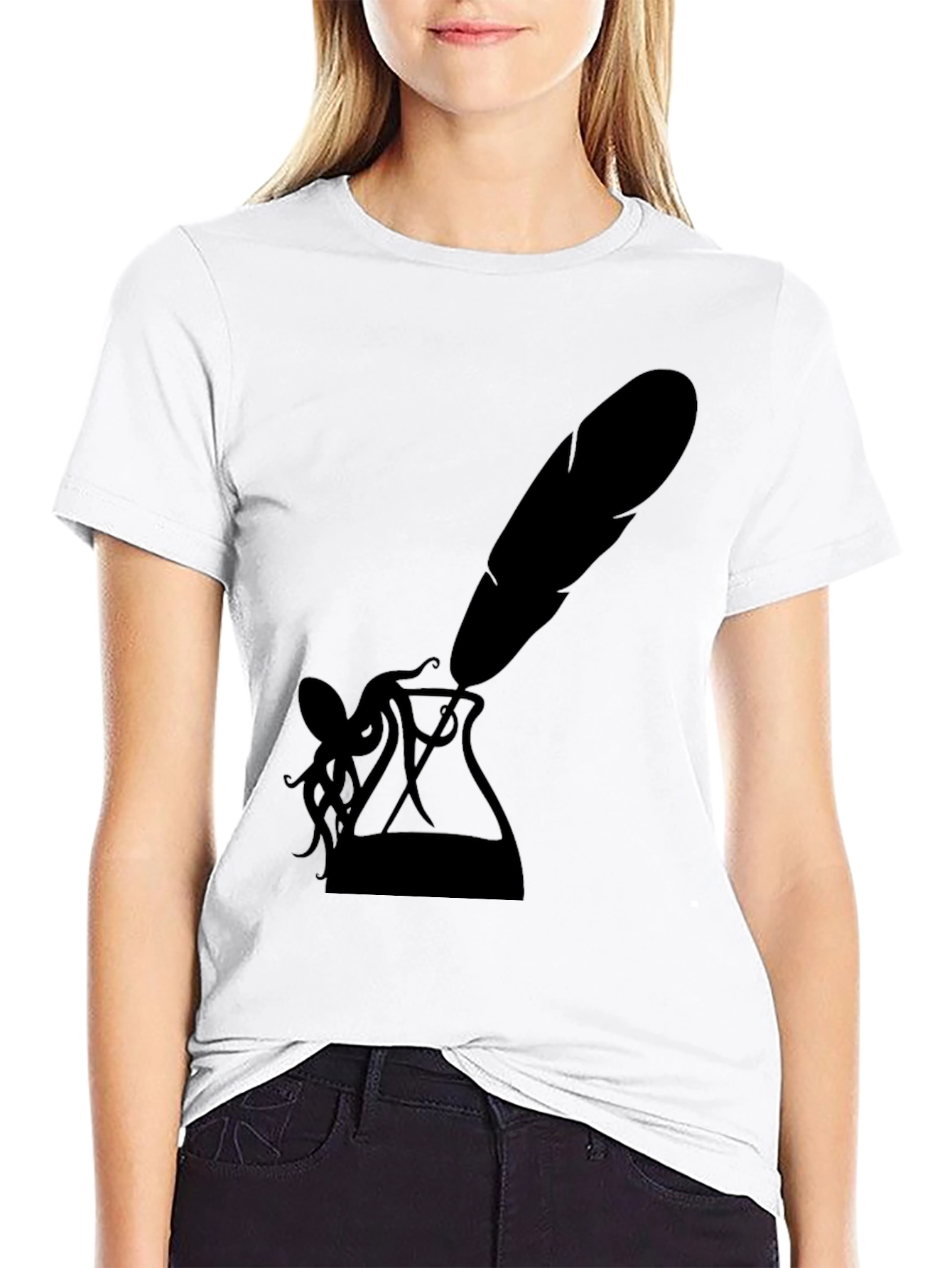 Black Octopus Quill Ink T-Shirt - Black Graphic Tee view 9