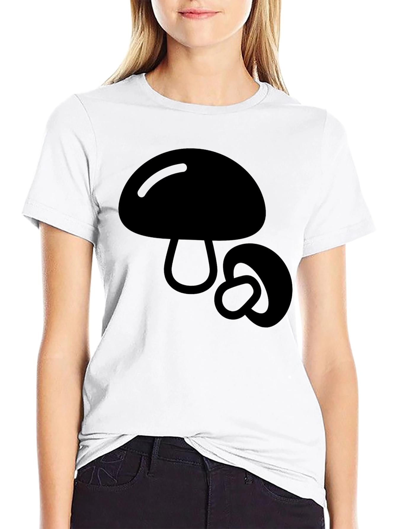 Black Mushroom Graphic Tee - Black Cotton Blend view 9