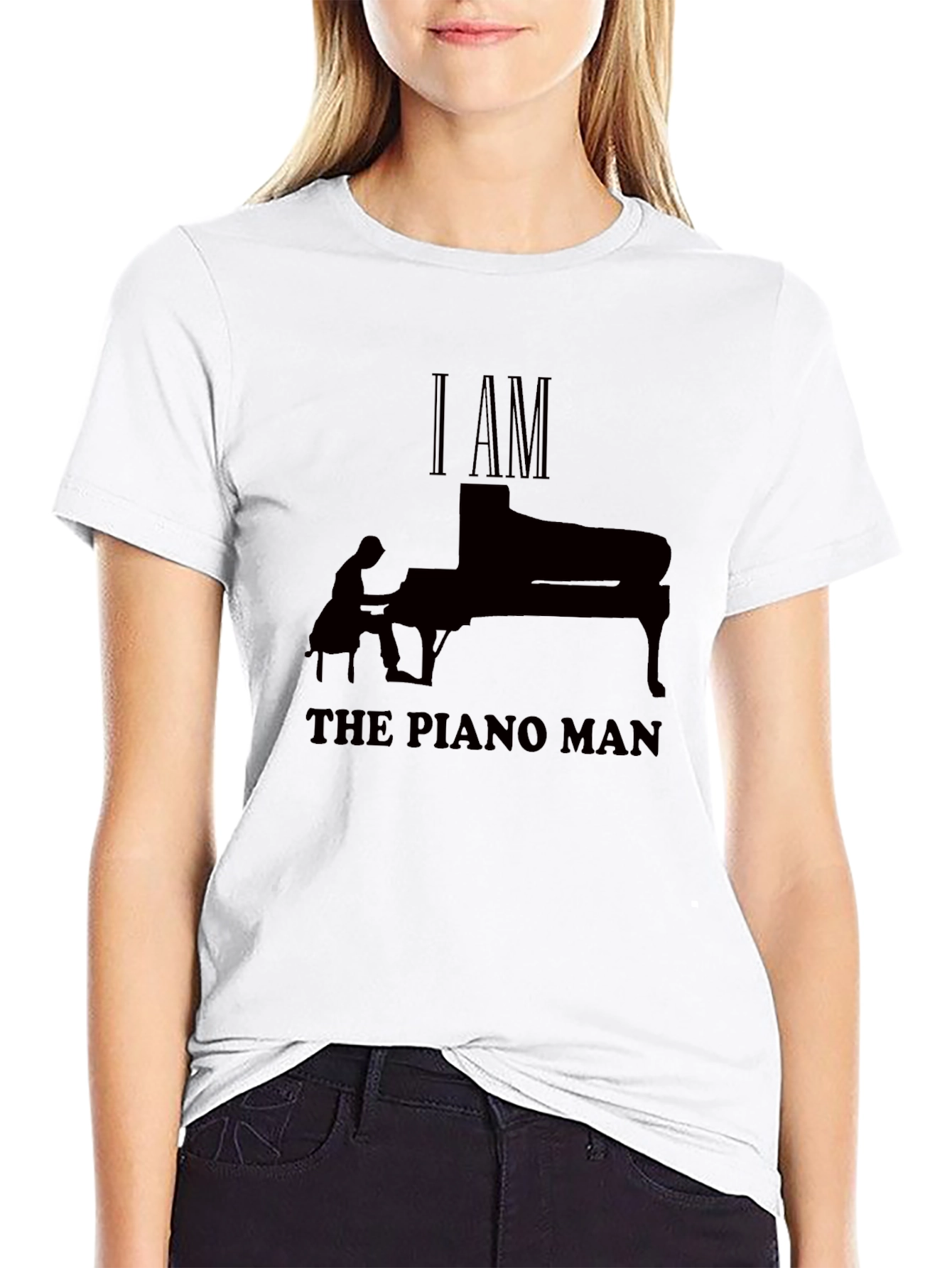 Black I AM THE PIANO MAN T-Shirt view 9