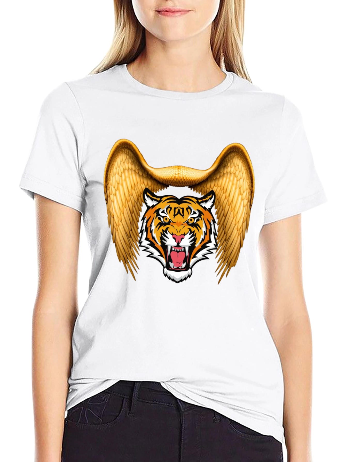 Black Winged Tiger Graphic Tee - Cool Black T-Shirt view 9
