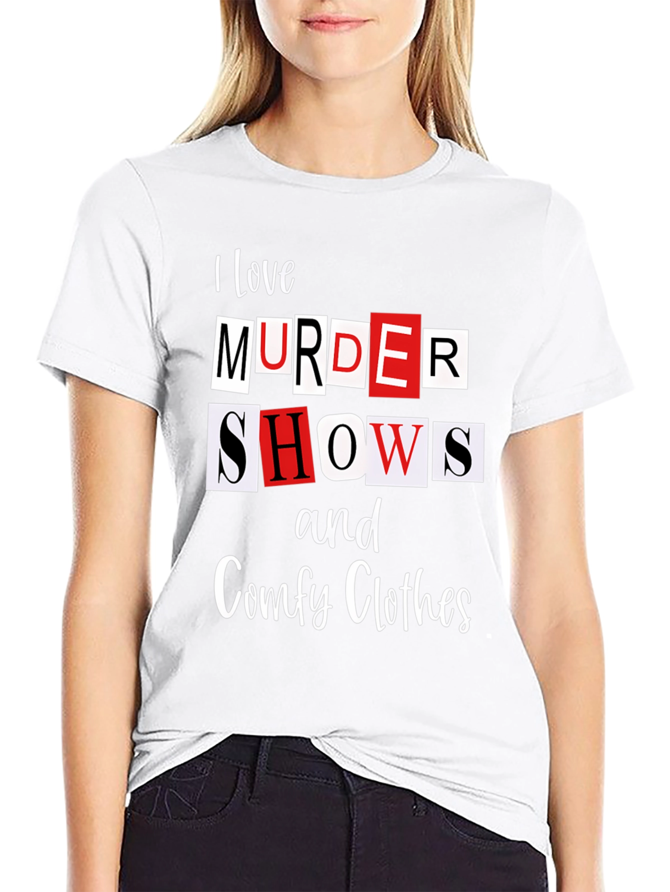 Black Murder Shows & Comfy Clothes Black Graphic Tee view 9