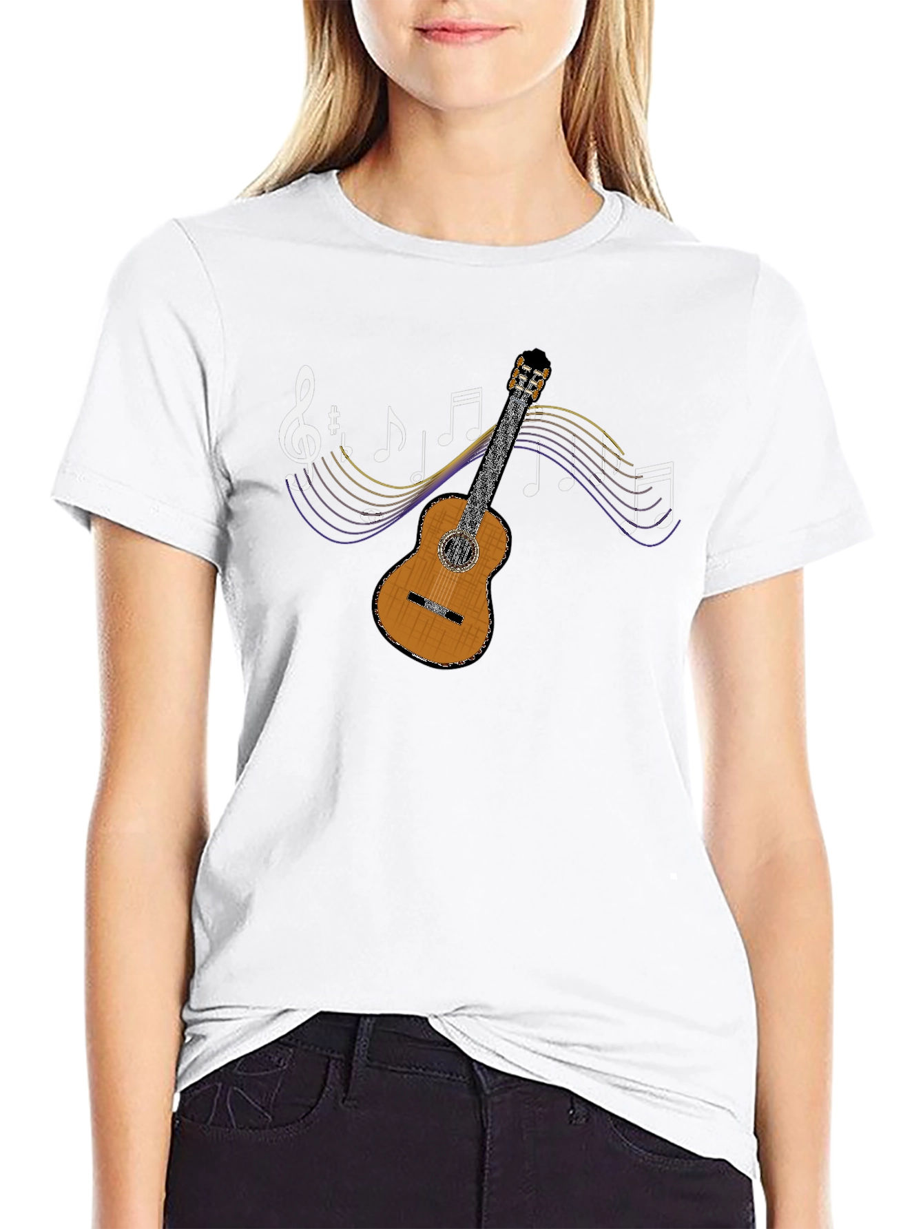 Black Musical Guitar Graphic T-Shirt - Stylish & Unique! view 9