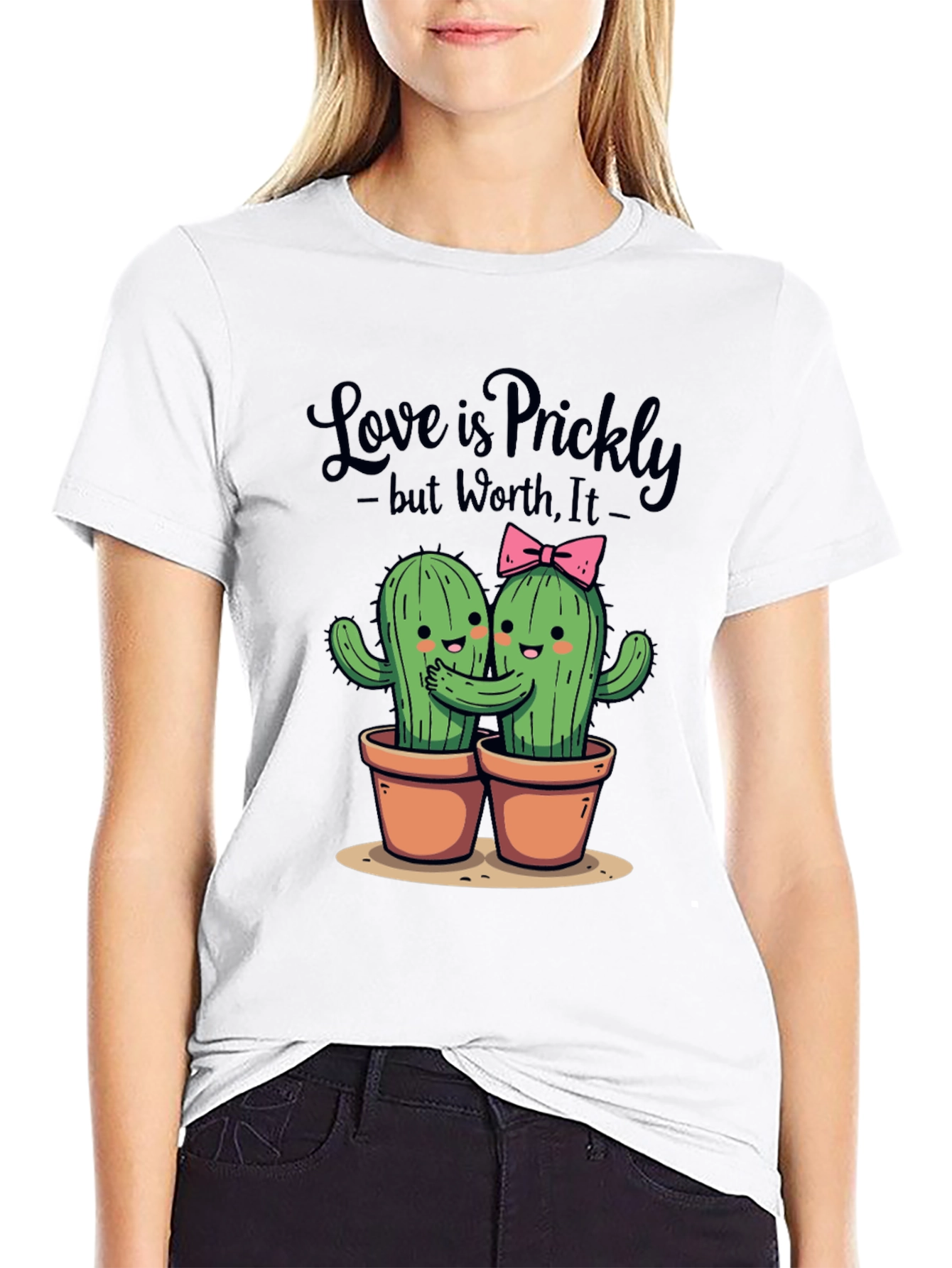 Black Love is Prickly T-Shirt - Cute Cactus Design view 9