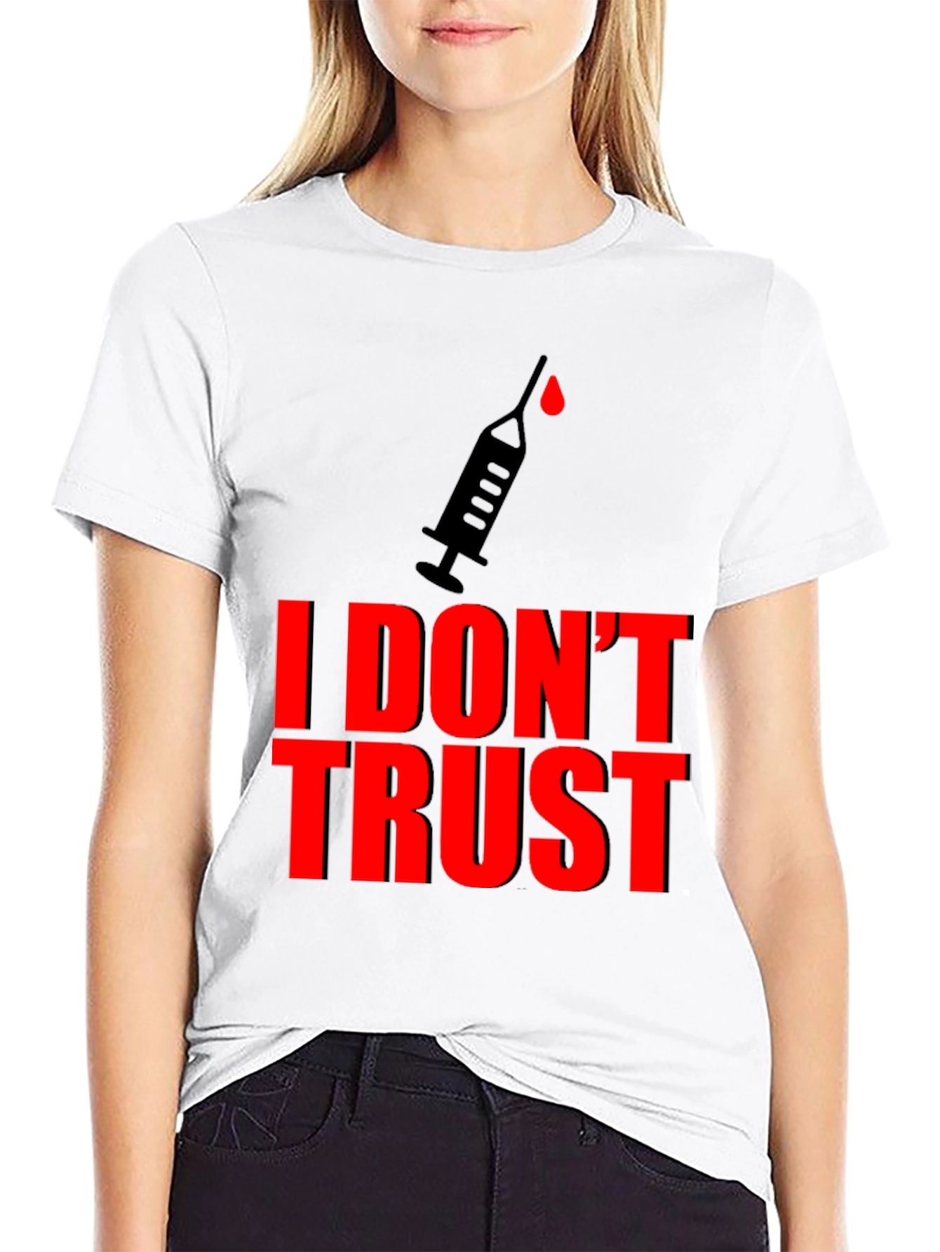 Black I Don't Trust Graphic Tee - Conspiracy Statement T-Shirt view 9