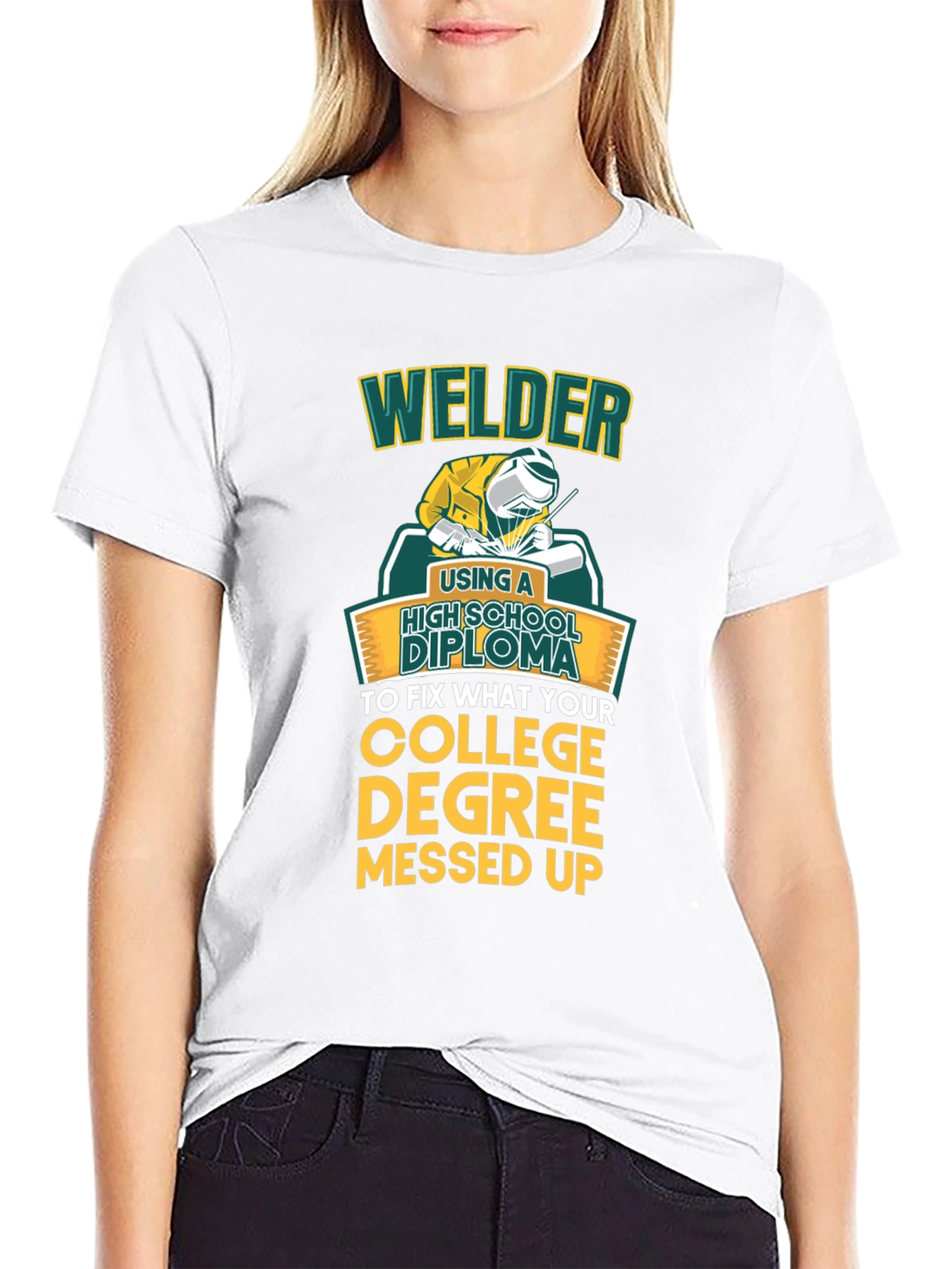 Black Welder High School Diploma Funny Black T-Shirt view 9