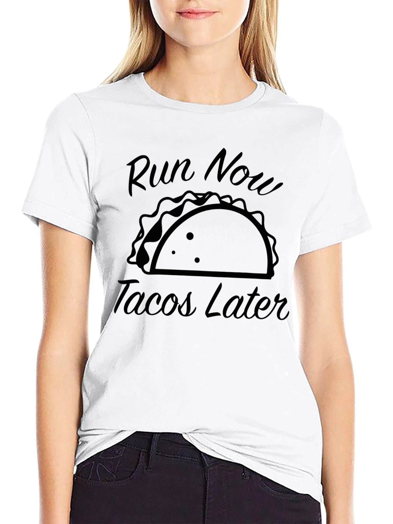 Black Run Now Tacos Later Graphic Tee view 9