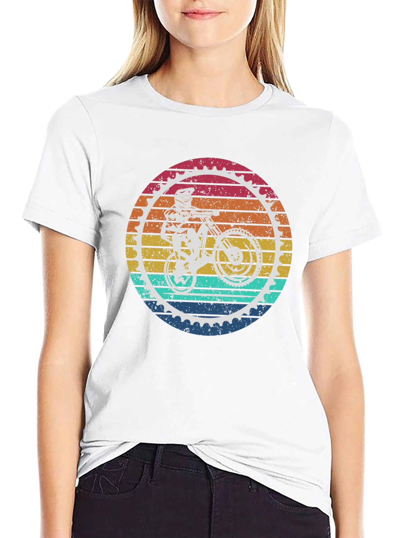Black Retro Mountain Bike Graphic T-Shirt view 9
