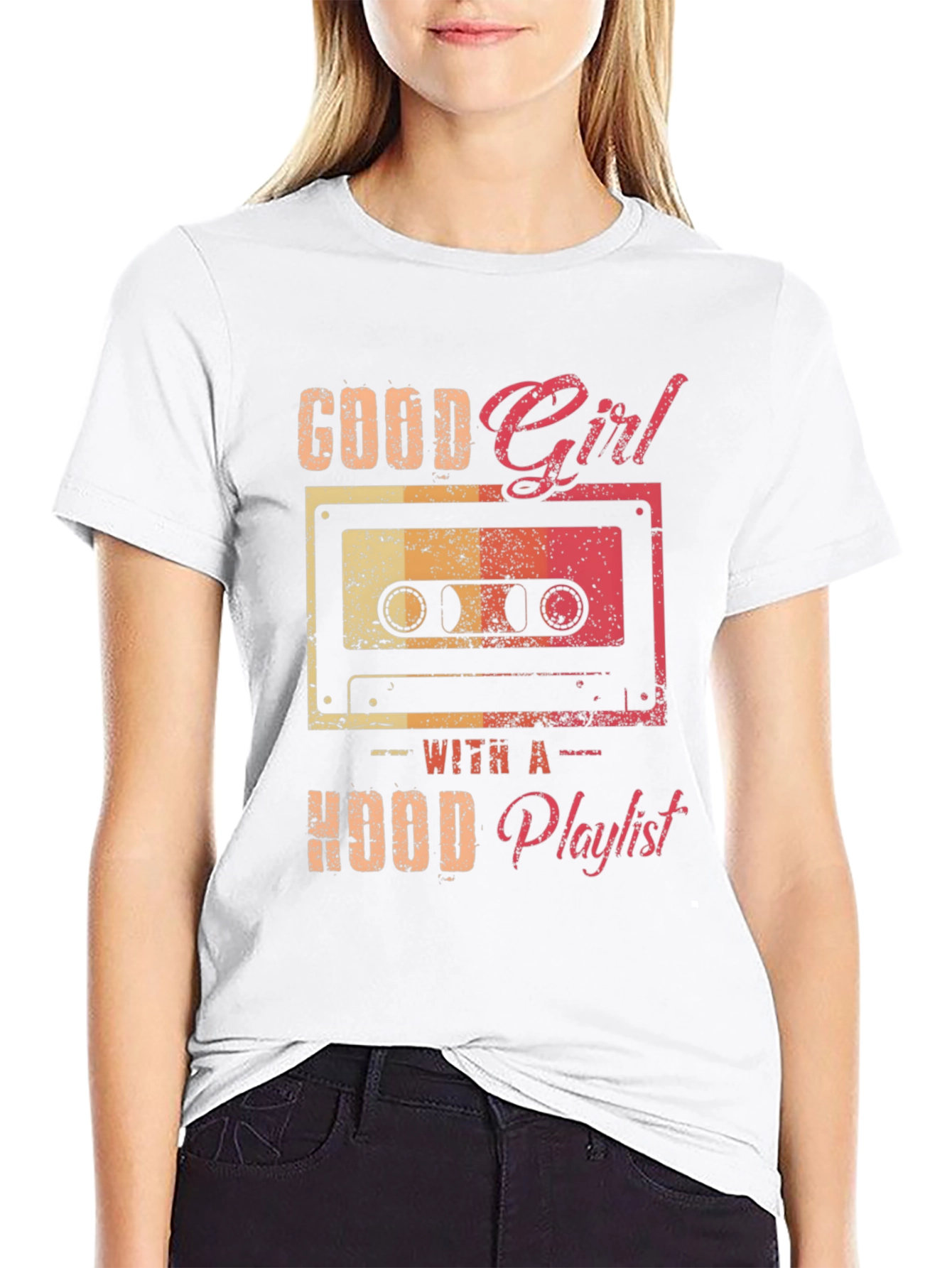 Black Good Girl Hood Playlist Graphic Tee view 9
