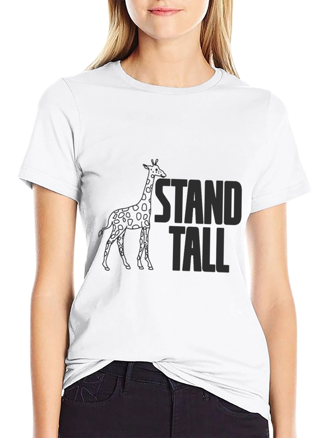 Black Stand Tall Giraffe Graphic Tee - Black view 9
