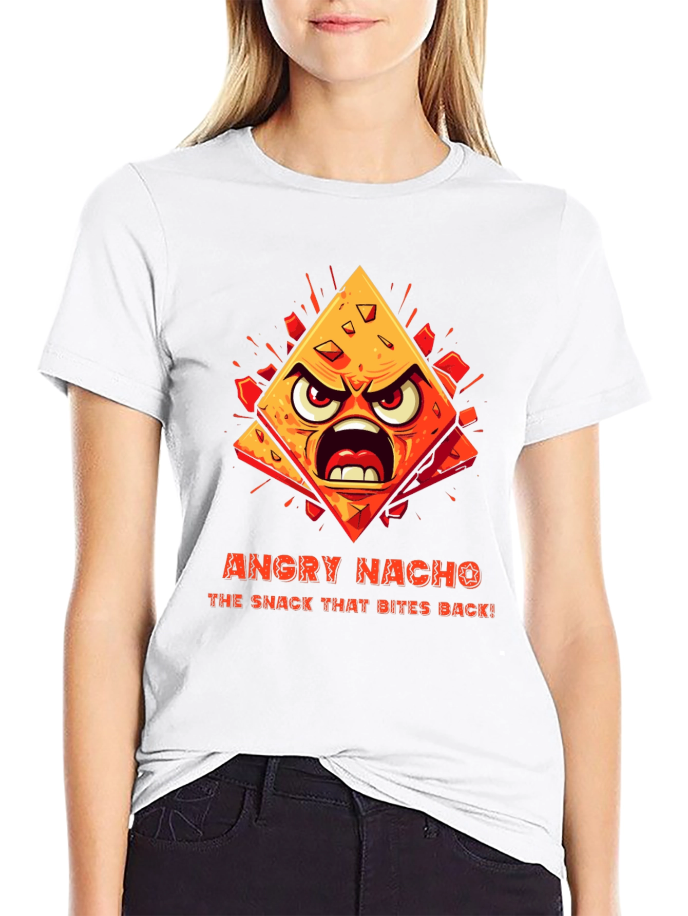 Black Angry Nacho Bite Back Black T-Shirt view 9