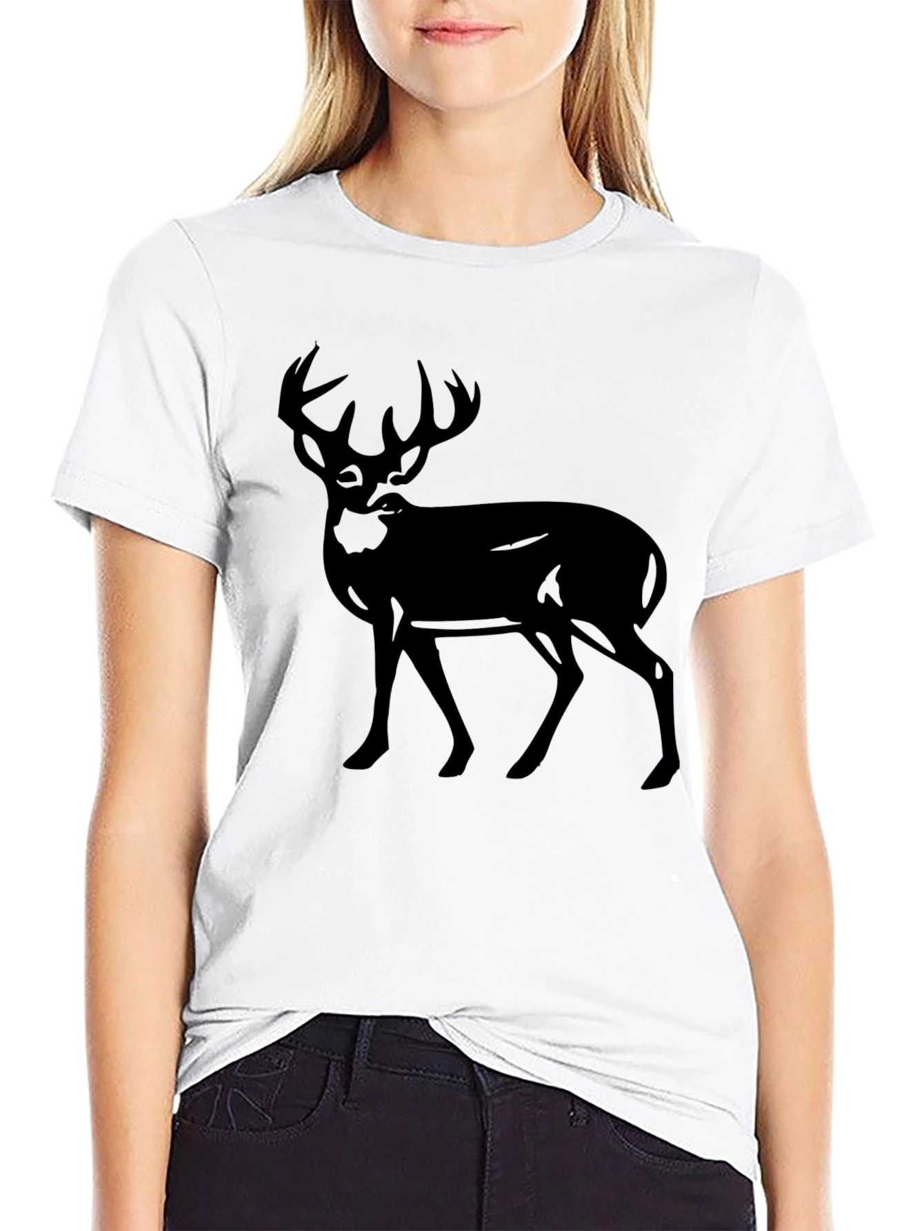 Black Men's Deer Graphic Black T-Shirt view 9