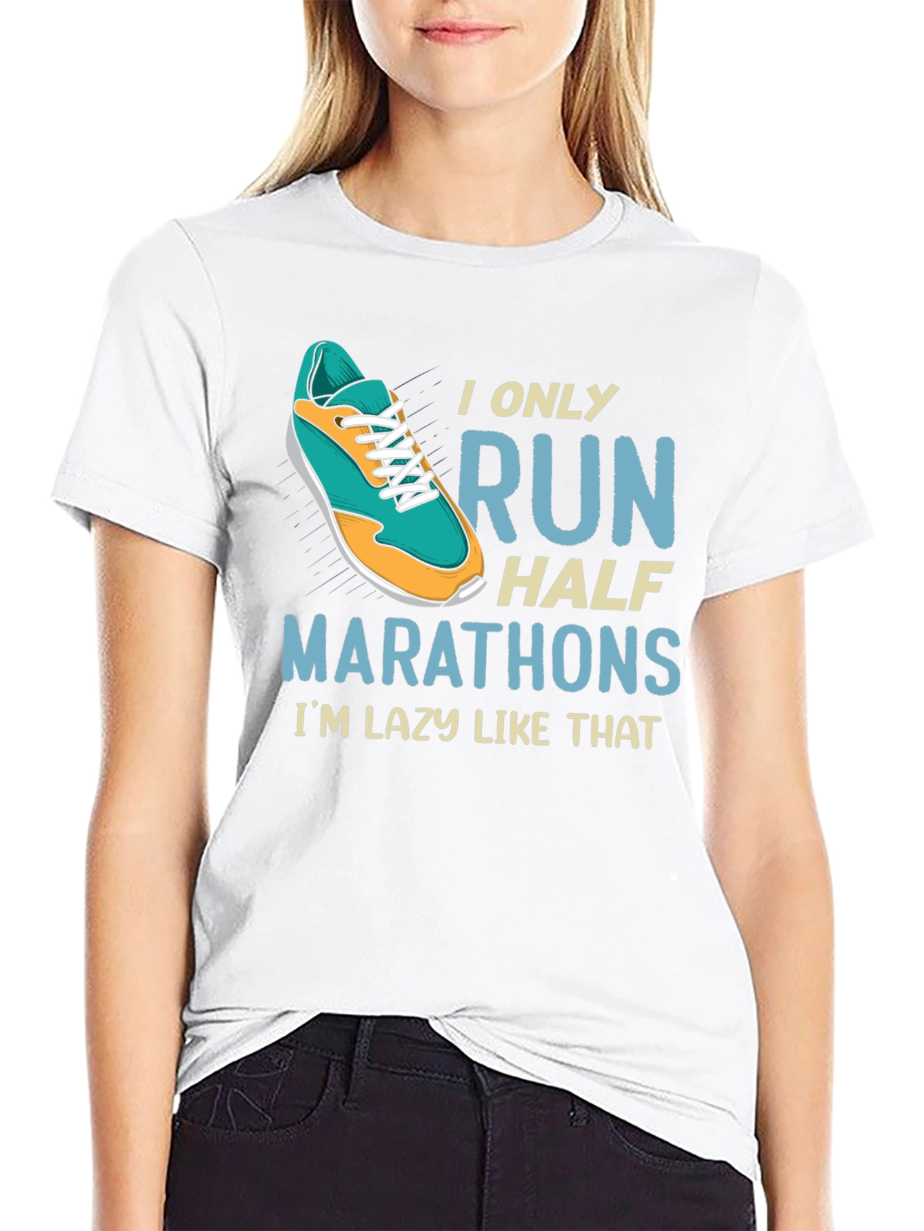 Black Funny Half Marathon Running T-Shirt view 9