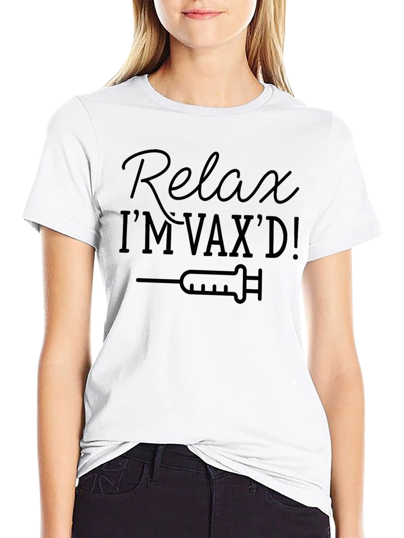 Black Relax I'm Vax'd! Graphic Tee view 9