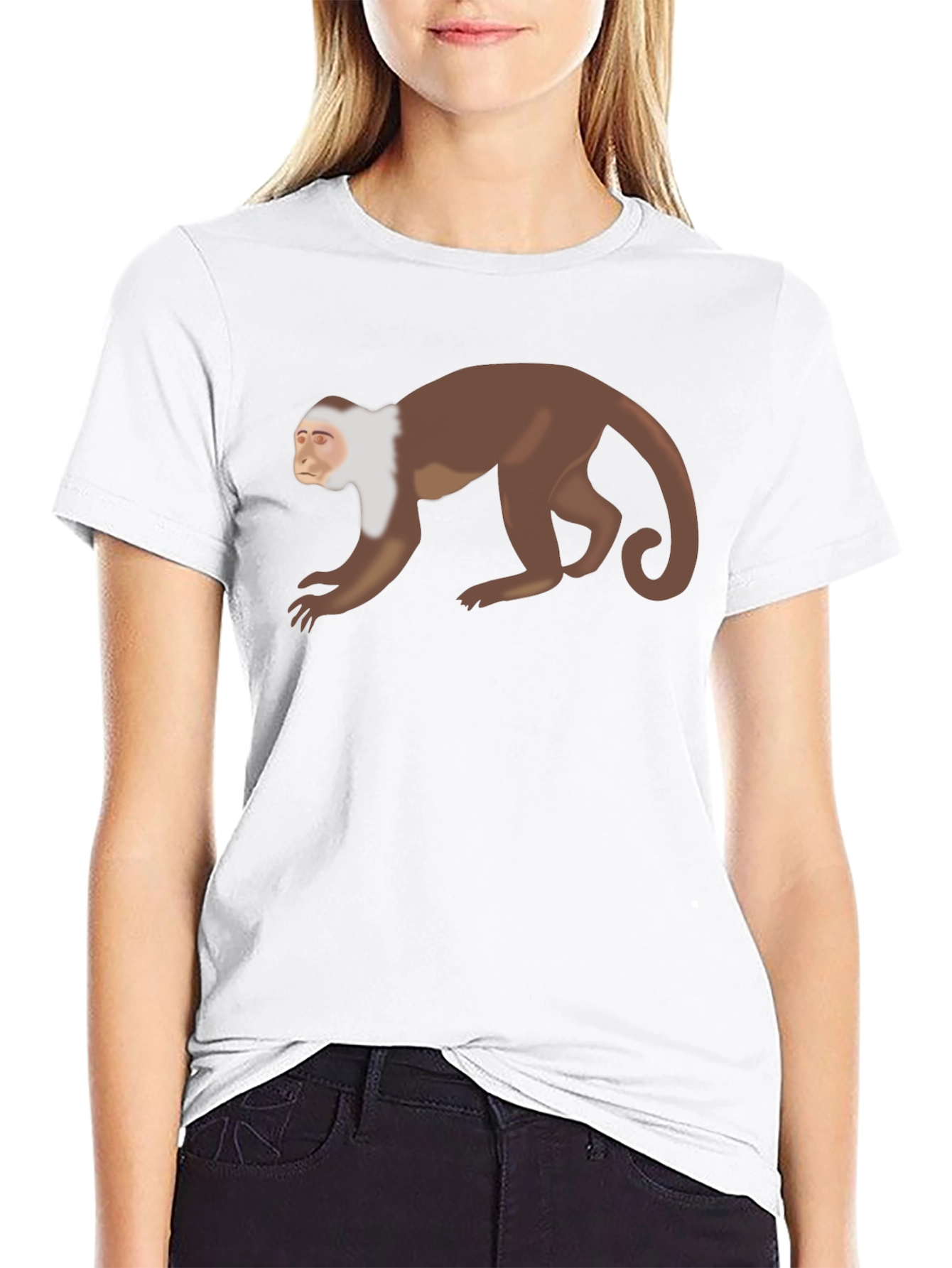 Black Capuchin Monkey Graphic T-Shirt - Unisex Black Tee view 9
