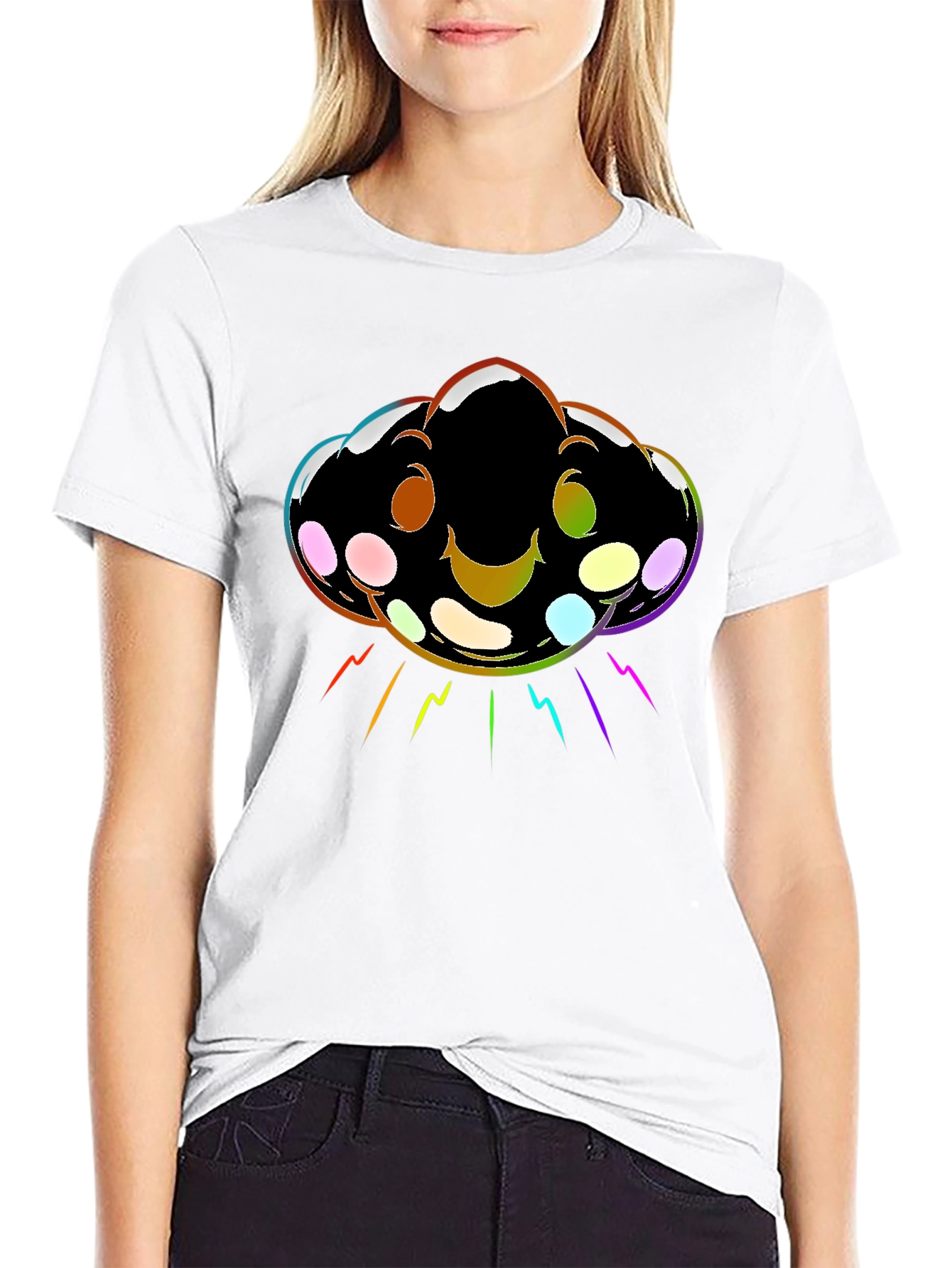 Black Rainbow Cloud UFO Graphic T-Shirt view 9