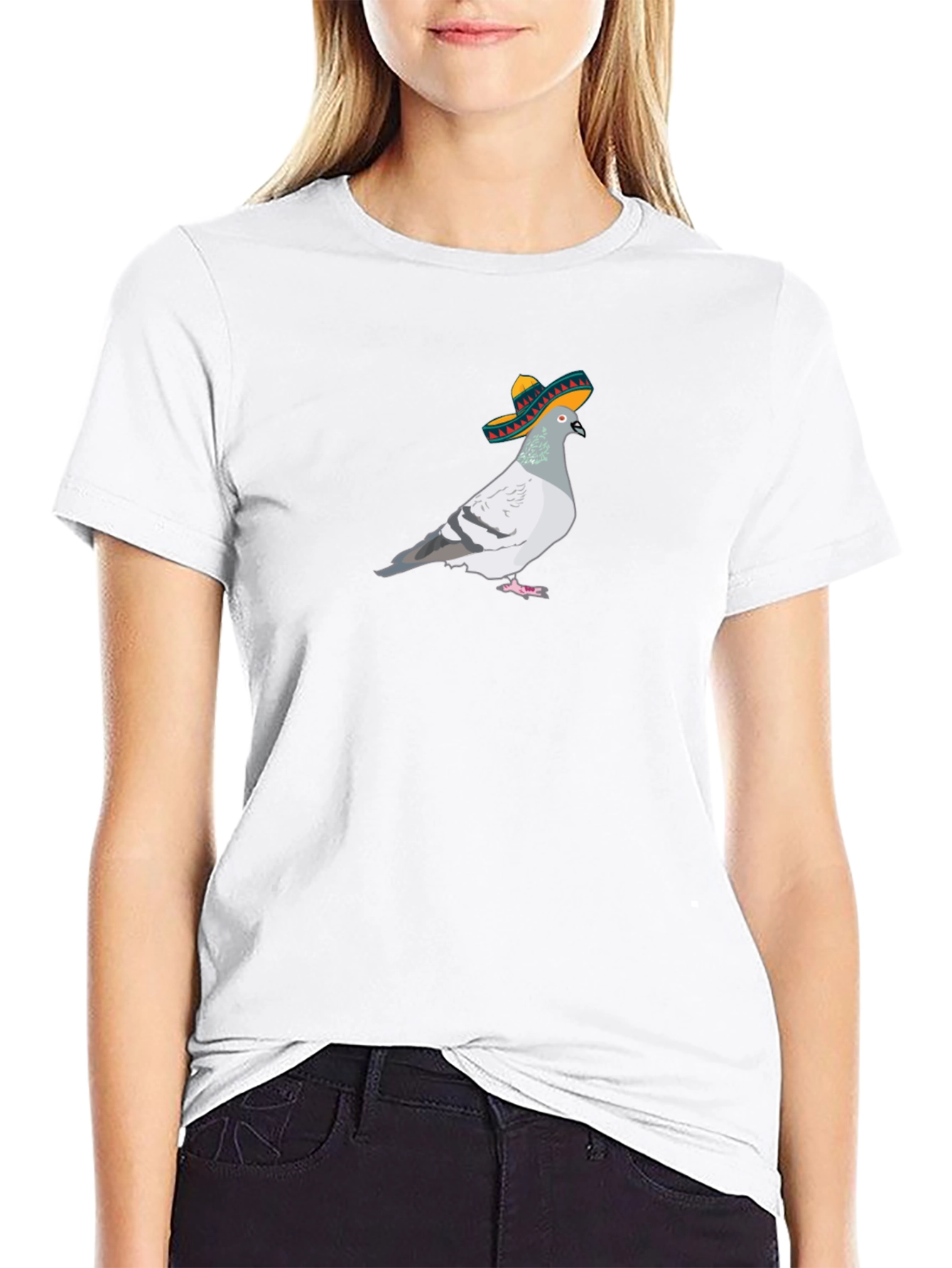 Black Pigeon in Sombrero Graphic T-Shirt view 9