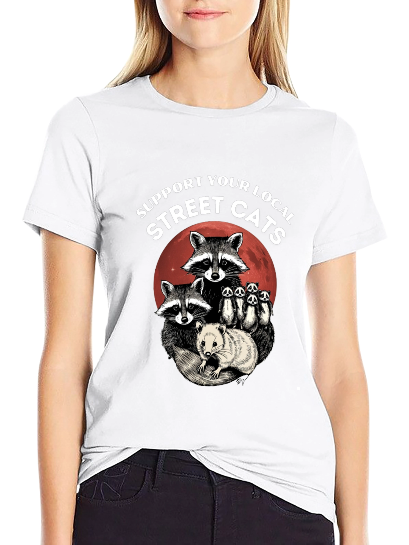 Black Support Your Local Street Cats T-Shirt view 9