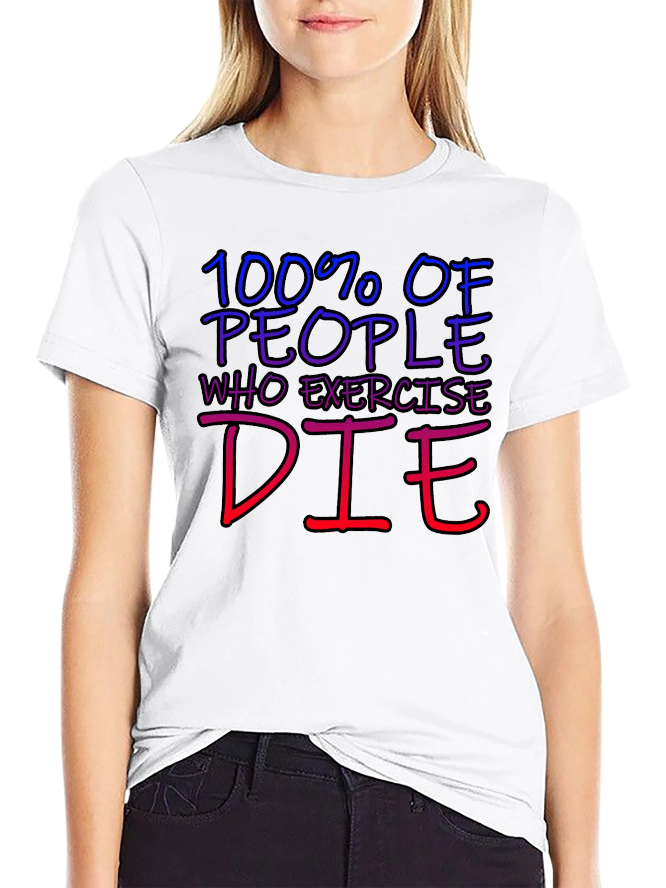 Black Humorous 100% Die Exercise Graphic Tee view 9