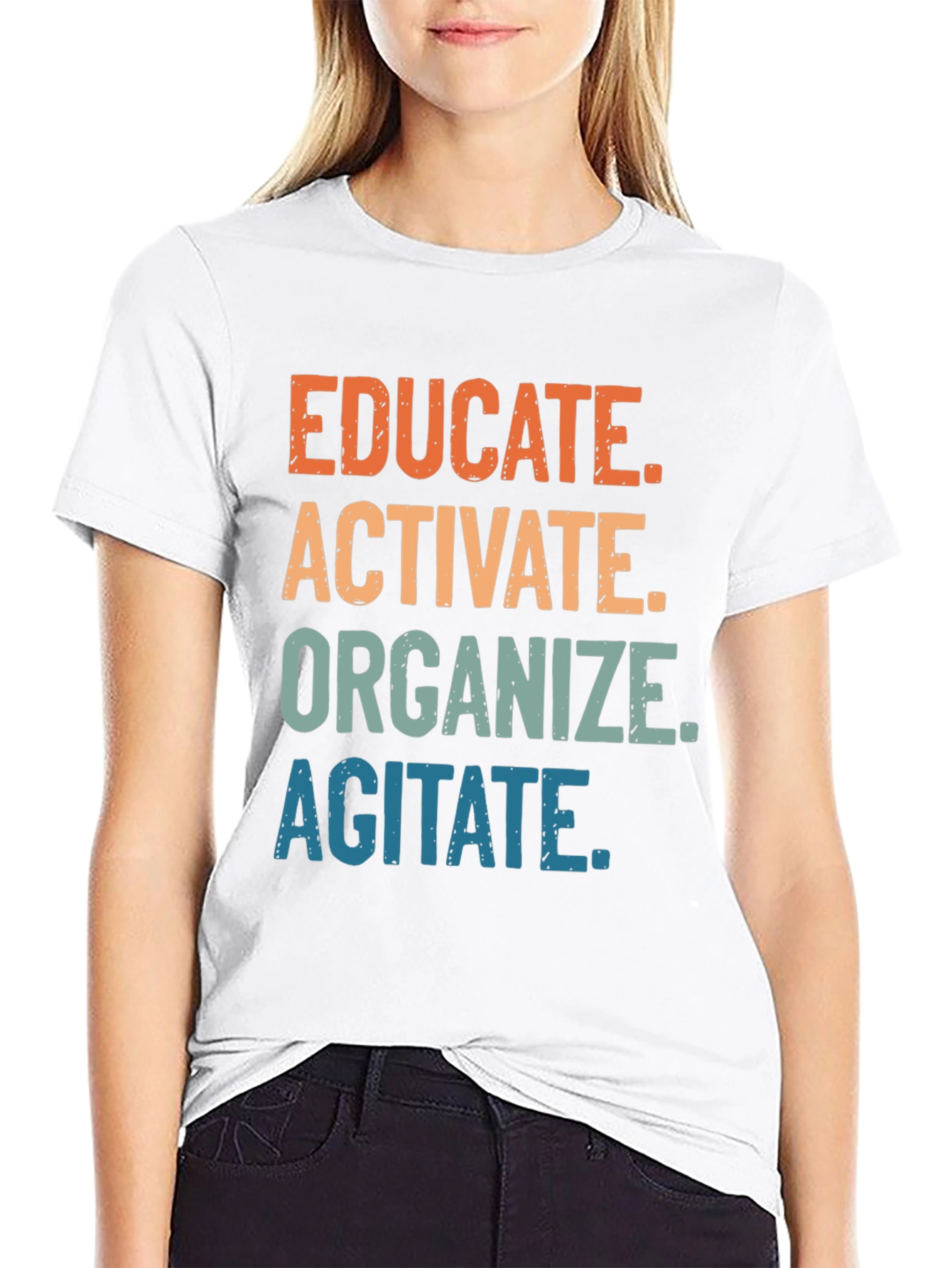 Black Educate, Activate, Organize, Agitate T-Shirt view 9