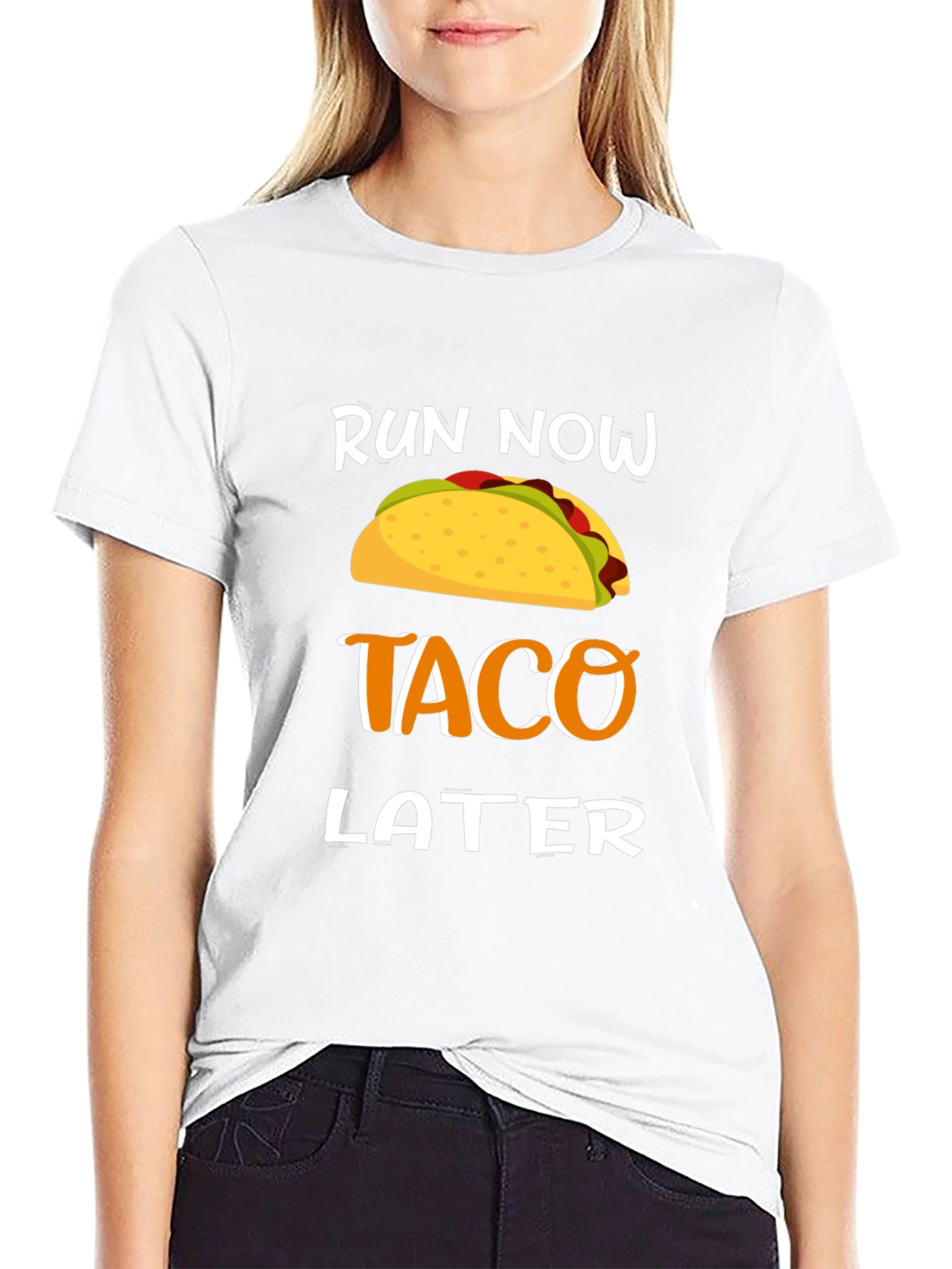 Black Run Now Taco Later T-Shirt view 9