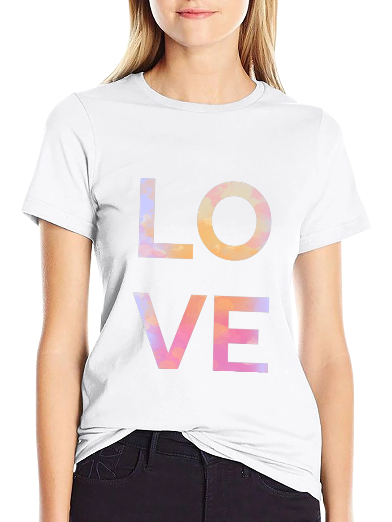 Black LOVE Graphic Black T-Shirt view 9