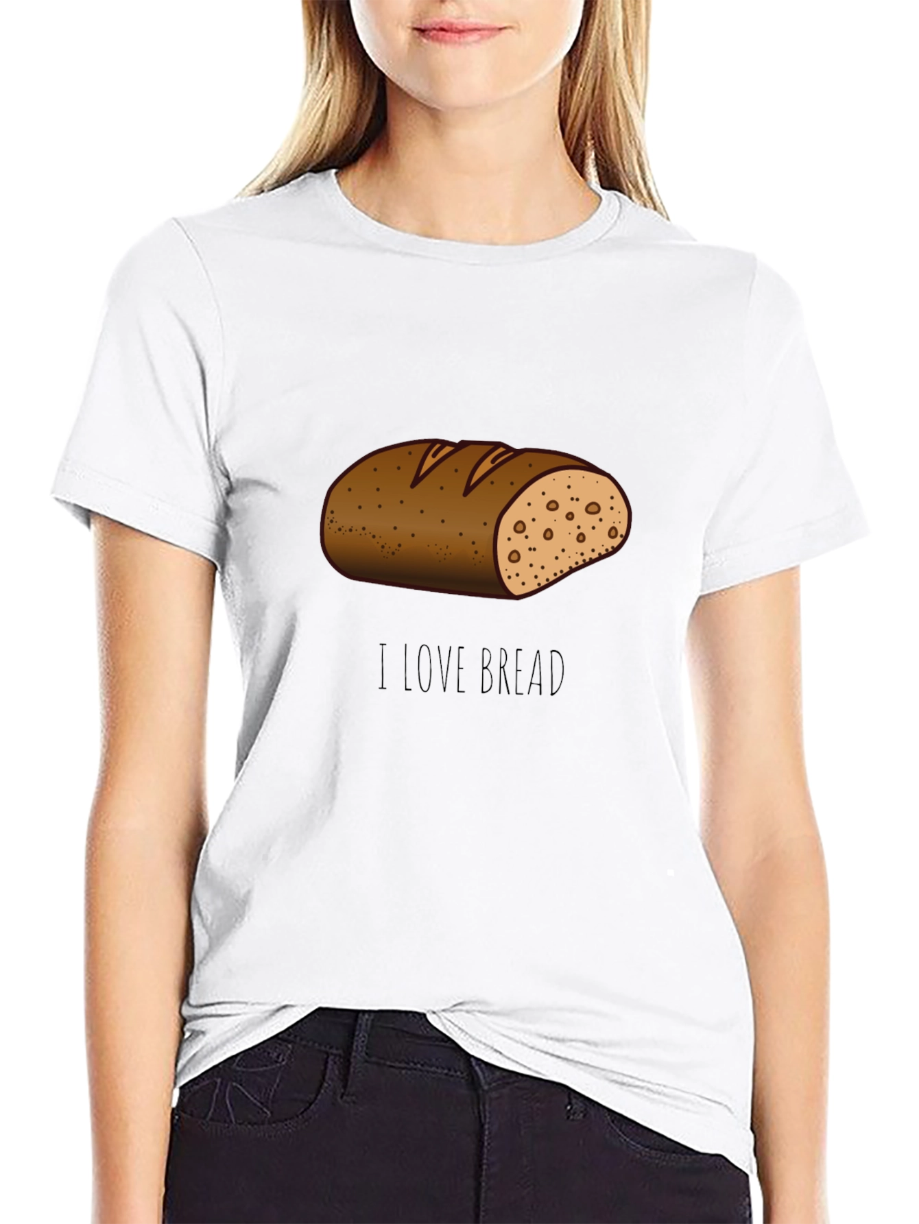 Black I Love Bread T-Shirt Funny Cartoon Loaf Tee view 9