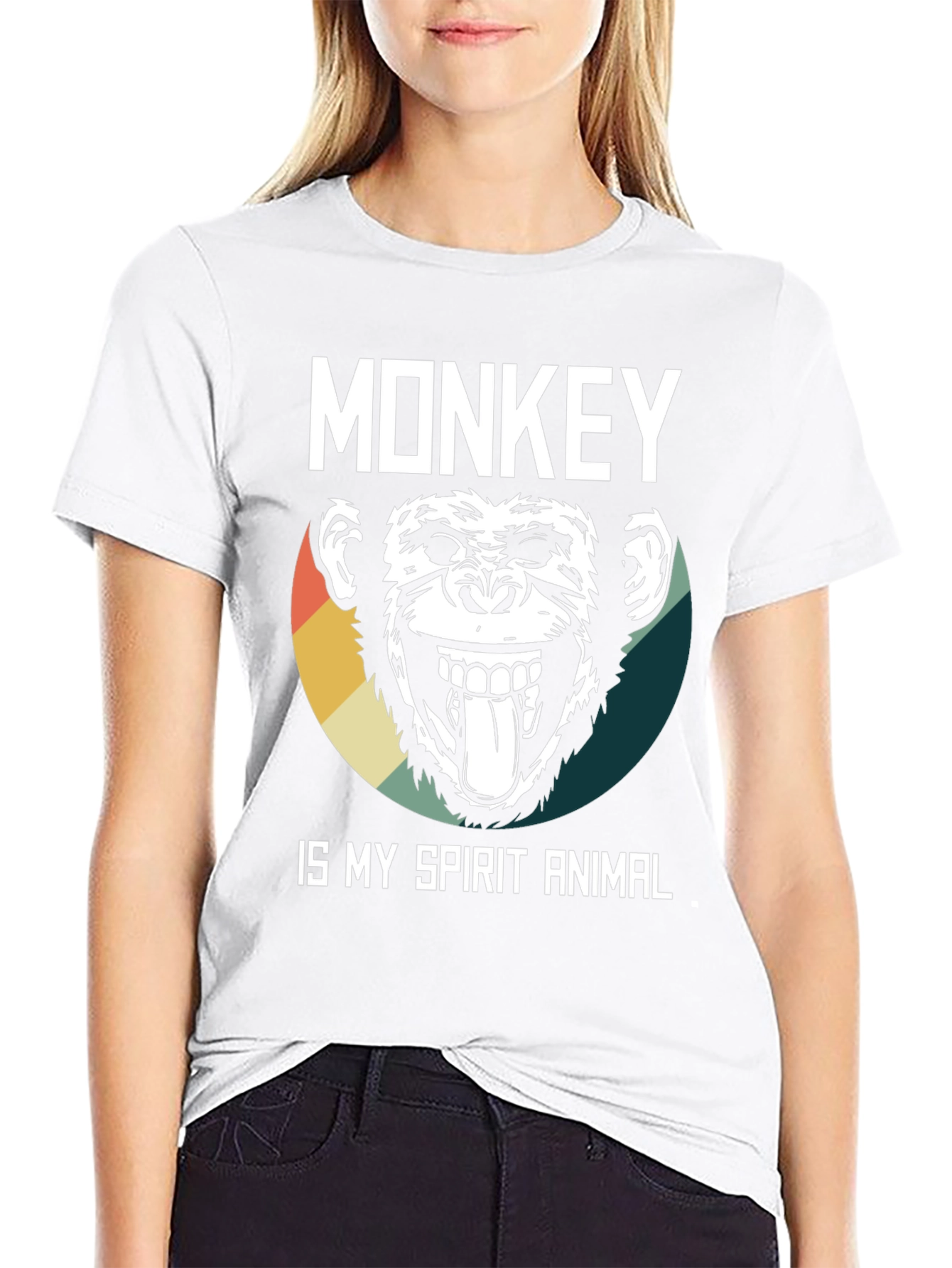 Black Monkey Spirit Animal Graphic Tee view 9