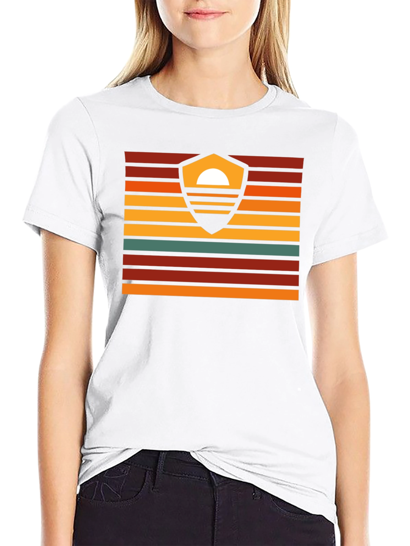 Black Sunset Shield Graphic Tee - Retro Style view 9