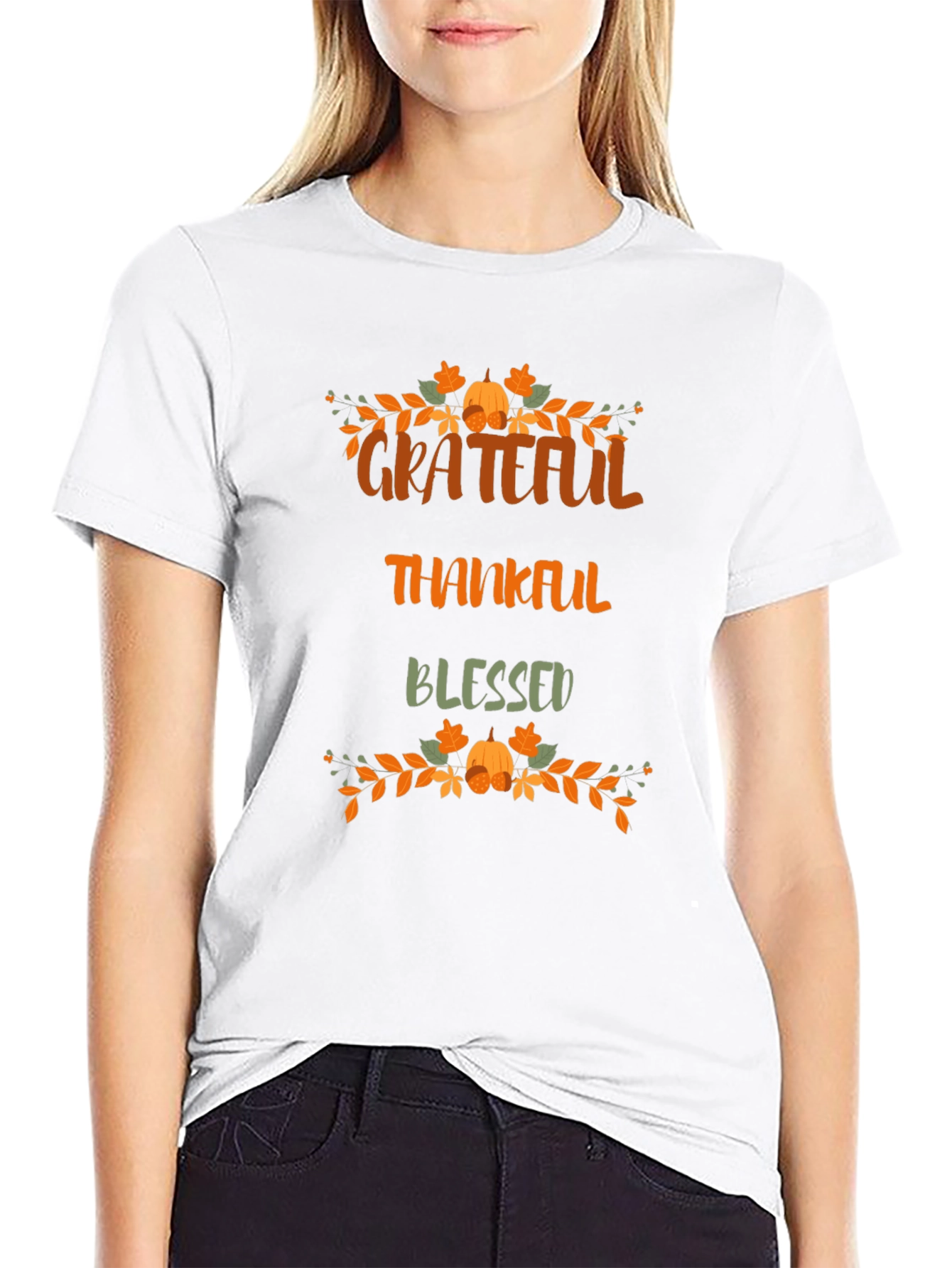 Black Grateful Thankful Blessed Graphic T-Shirt view 9