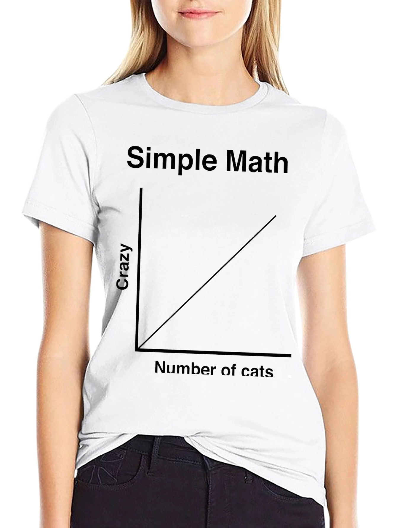 Black Simple Math Crazy Cat Lover T-Shirt - Unisex Black Tee view 9