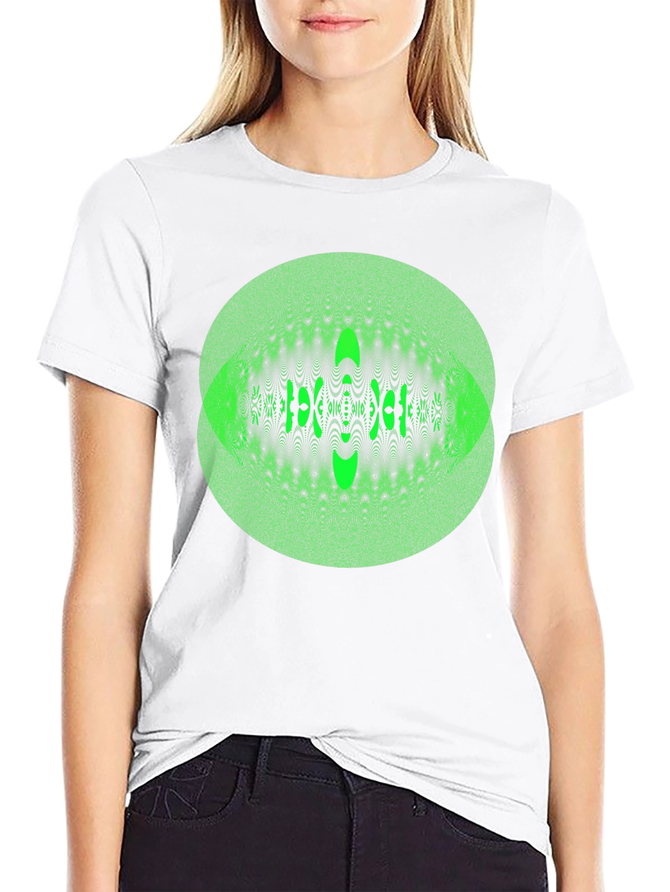 Black Green Eye Illusion Graphic Tee view 9