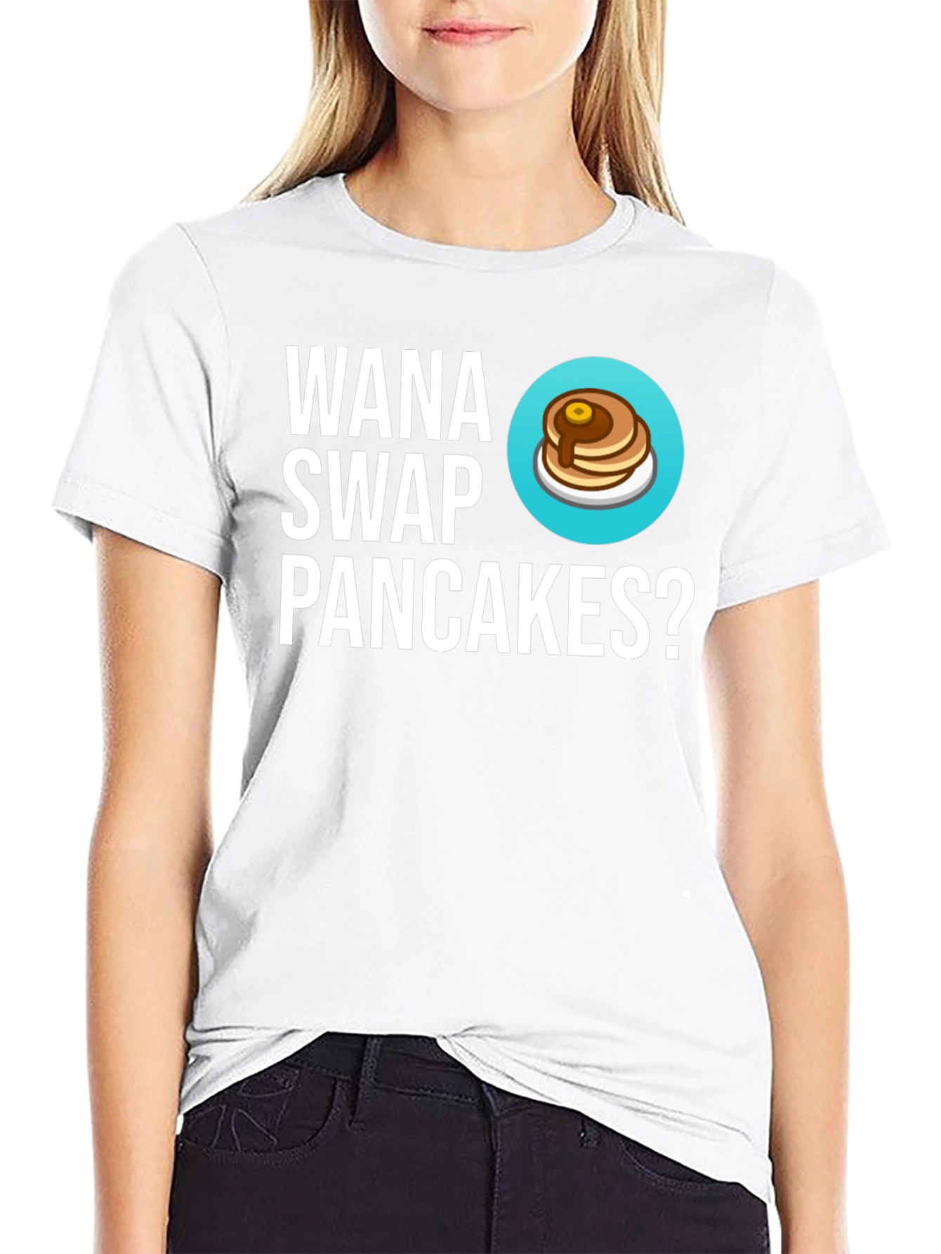 Black Wanna Swap Pancakes? Graphic Tee - Unique Gift! view 9