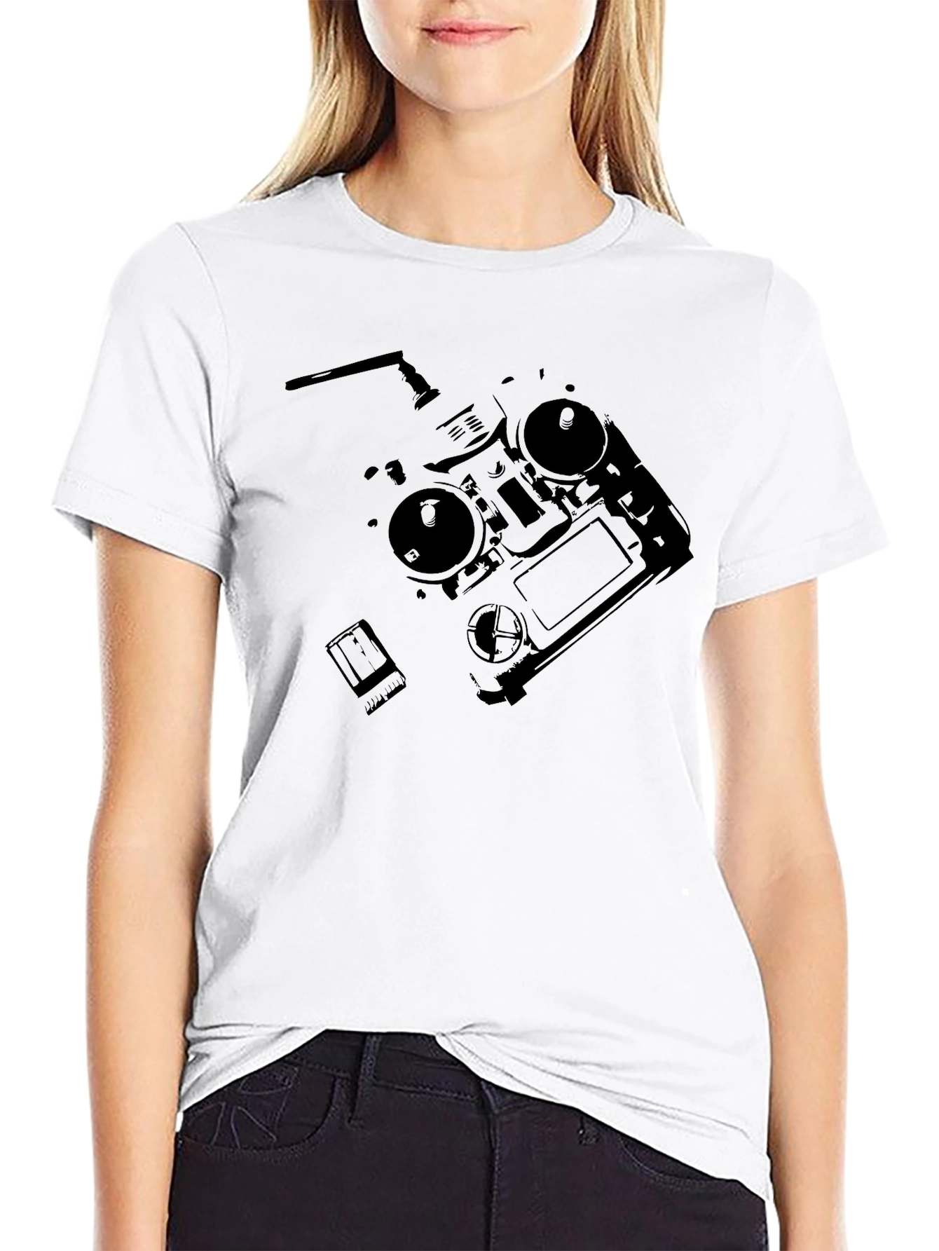 Black Drone Remote Black T-Shirt view 9