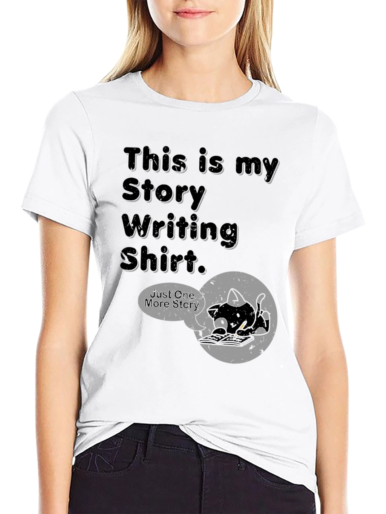 Black Story Writing Shirt - Just One More Story Tee view 9