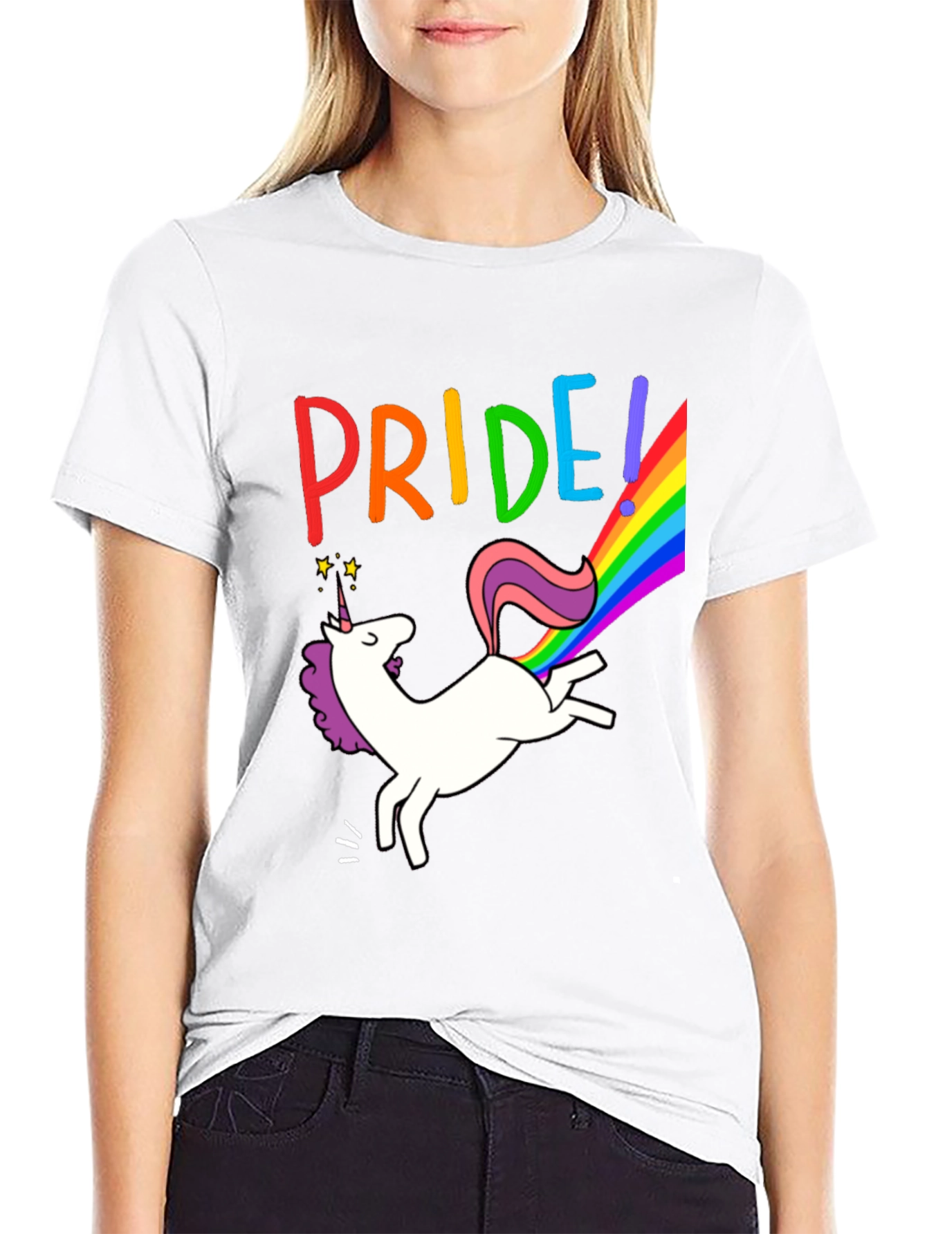 Black Pride Unicorn Graphic Tee - Black Cotton Blend view 9