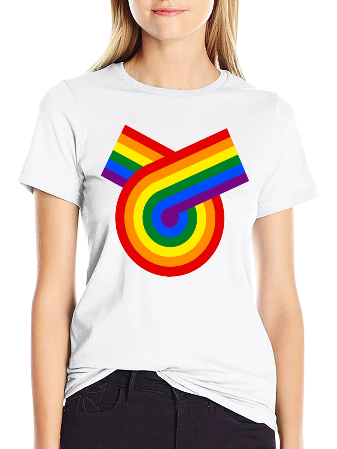 Black Retro Rainbow Graphic Tee - Pride Celebration view 9