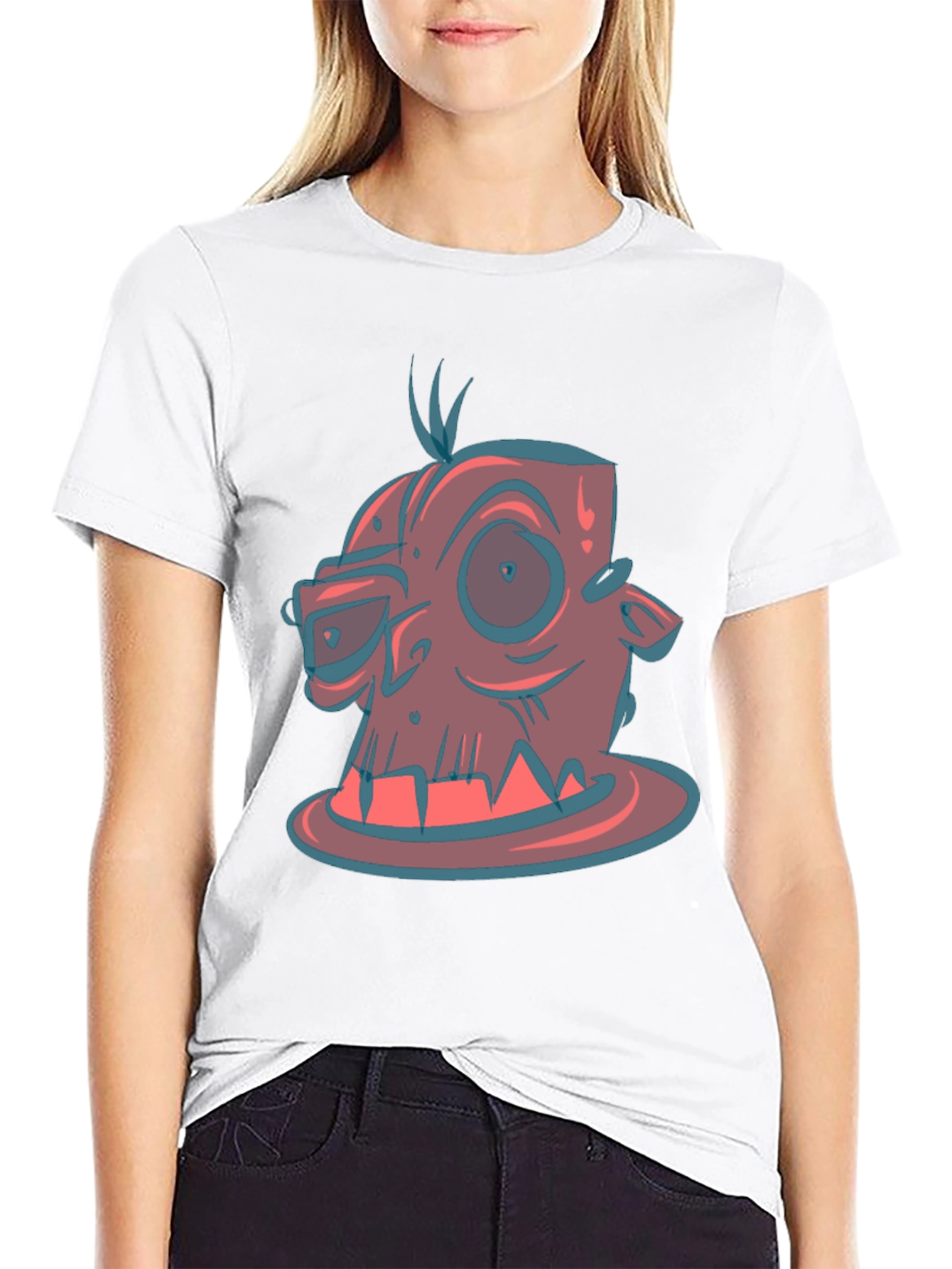 Black Cartoon Monster Graphic Tee - Black view 9