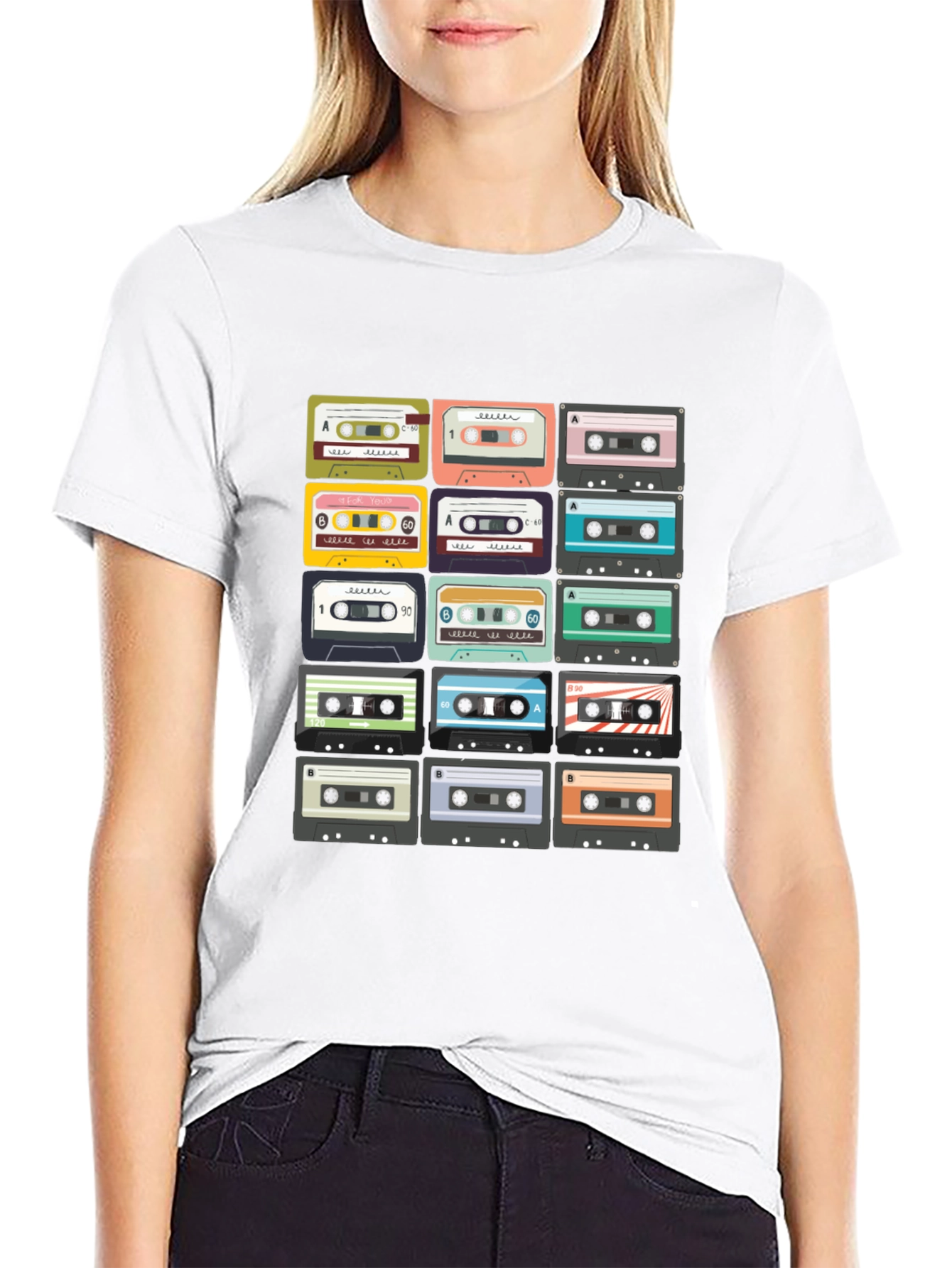 Black Retro Cassette Tape T-Shirt - Vintage Music Lover Tee view 9