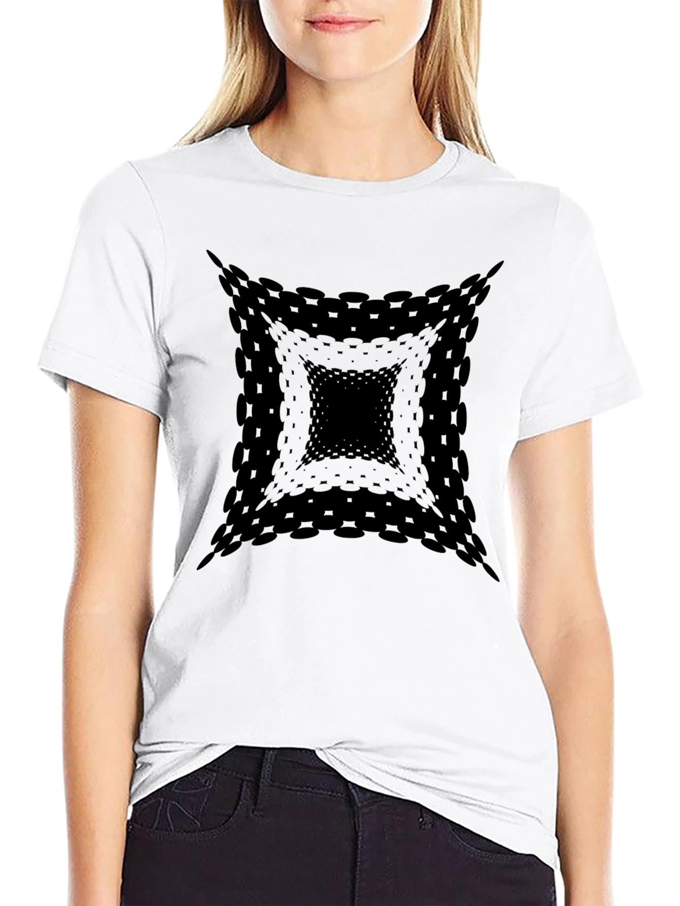 Black Men's Black Abstract Square Graphic Tee view 9